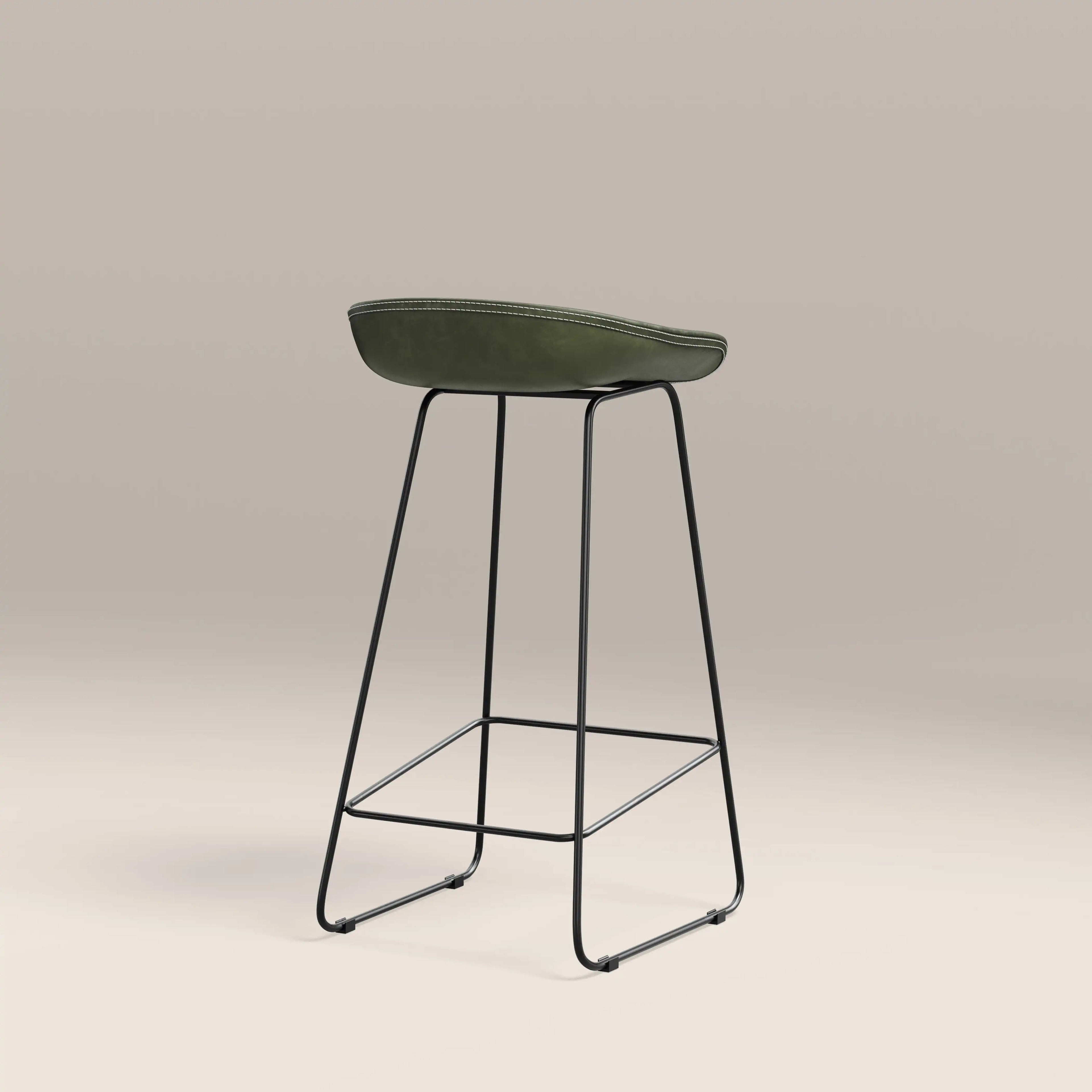 Conway Bar Stool | Vintage Green Faux Leather & Black