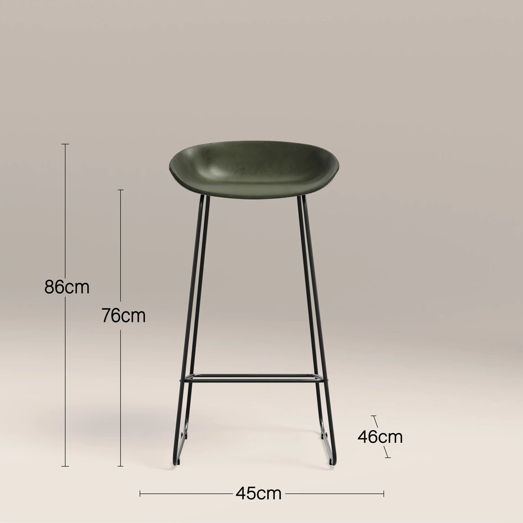 Conway Bar Stool | Vintage Green Faux Leather & Black