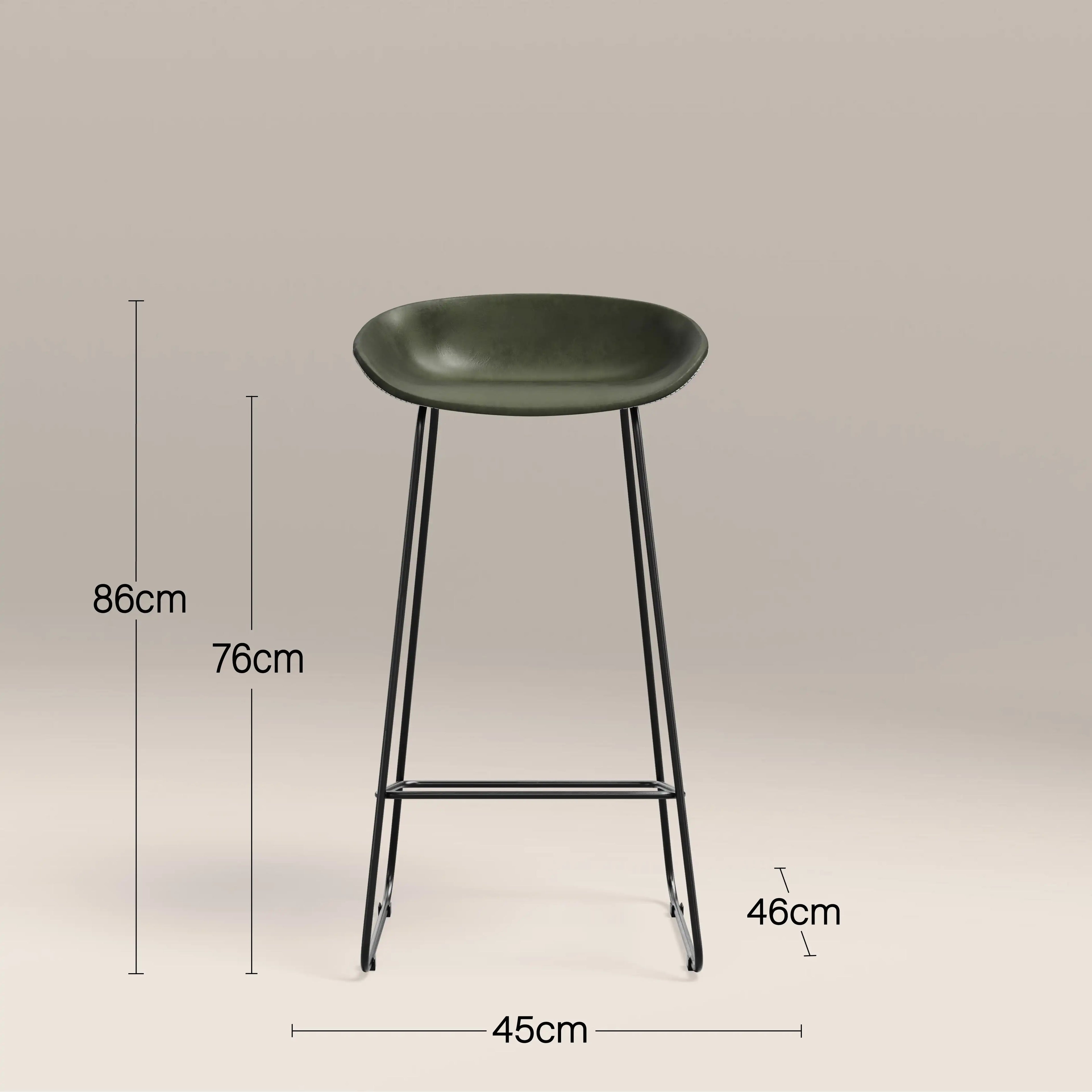 Conway Bar Stool | Vintage Green Faux Leather & Black