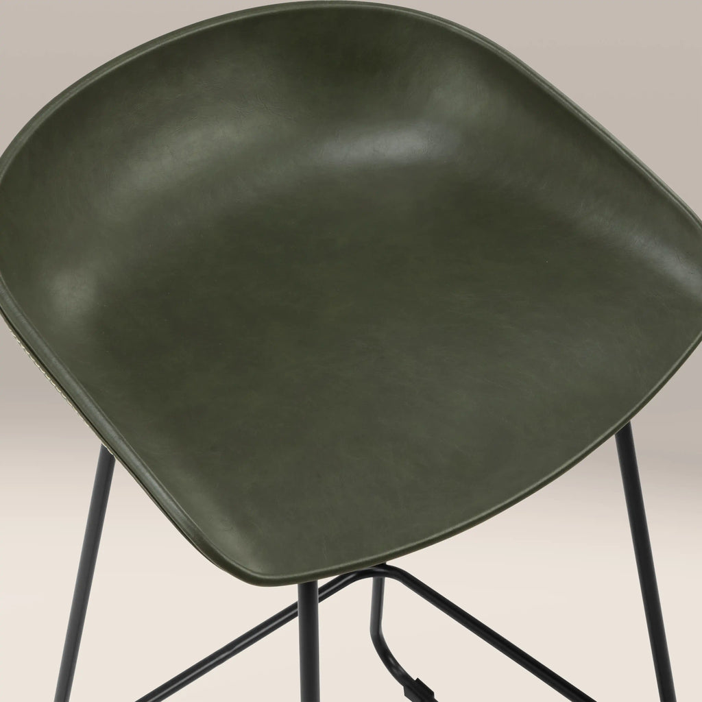 Conway Bar Stool | Vintage Green Faux Leather & Black