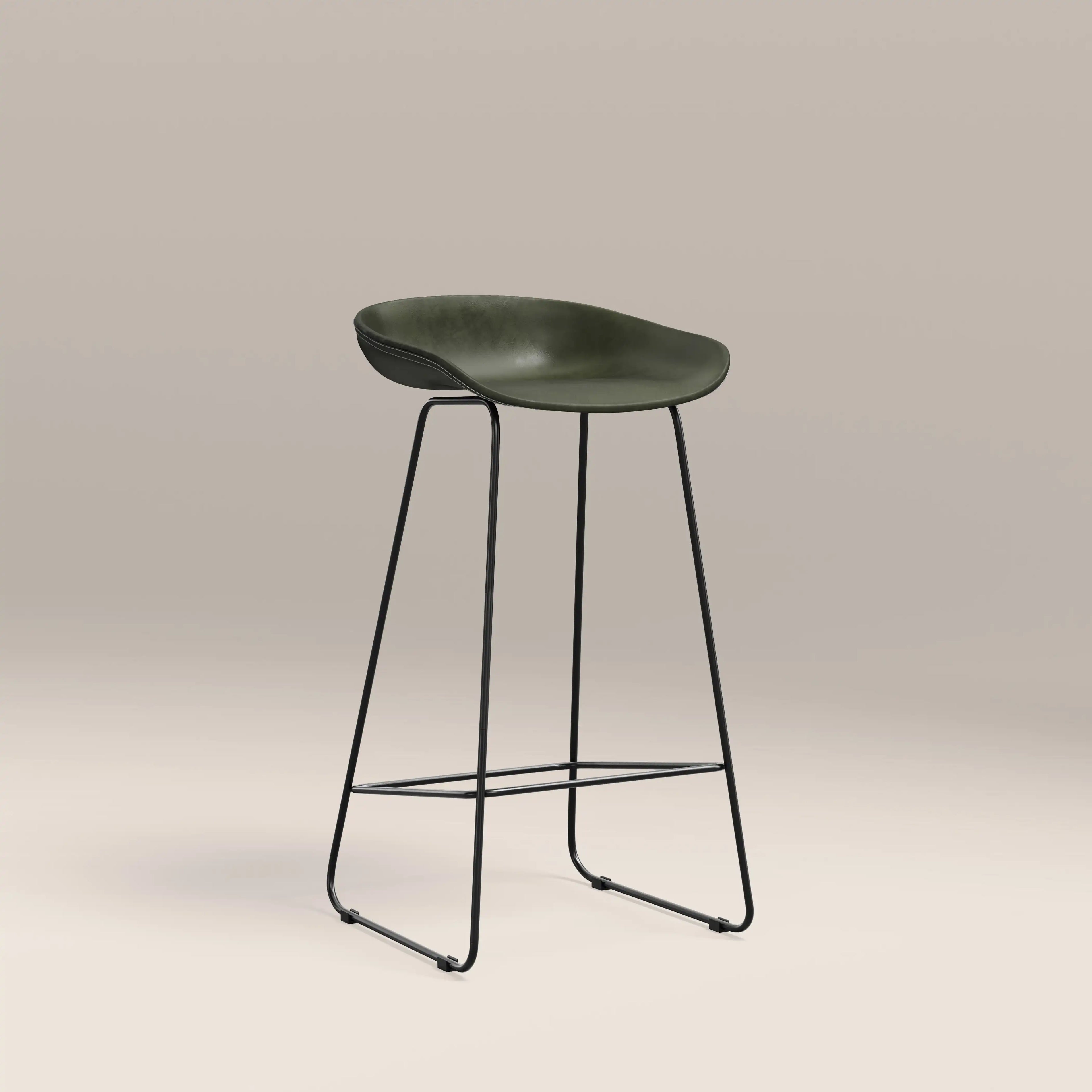 Conway Bar Stool | Vintage Green Faux Leather & Black