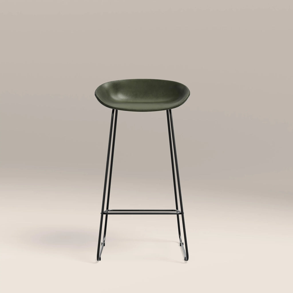 Conway Bar Stool | Vintage Green Faux Leather & Black