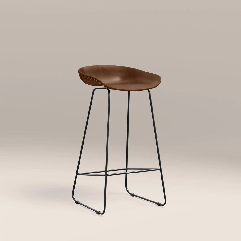Conway Bar Stool | Vintage Tan Faux Leather & Black