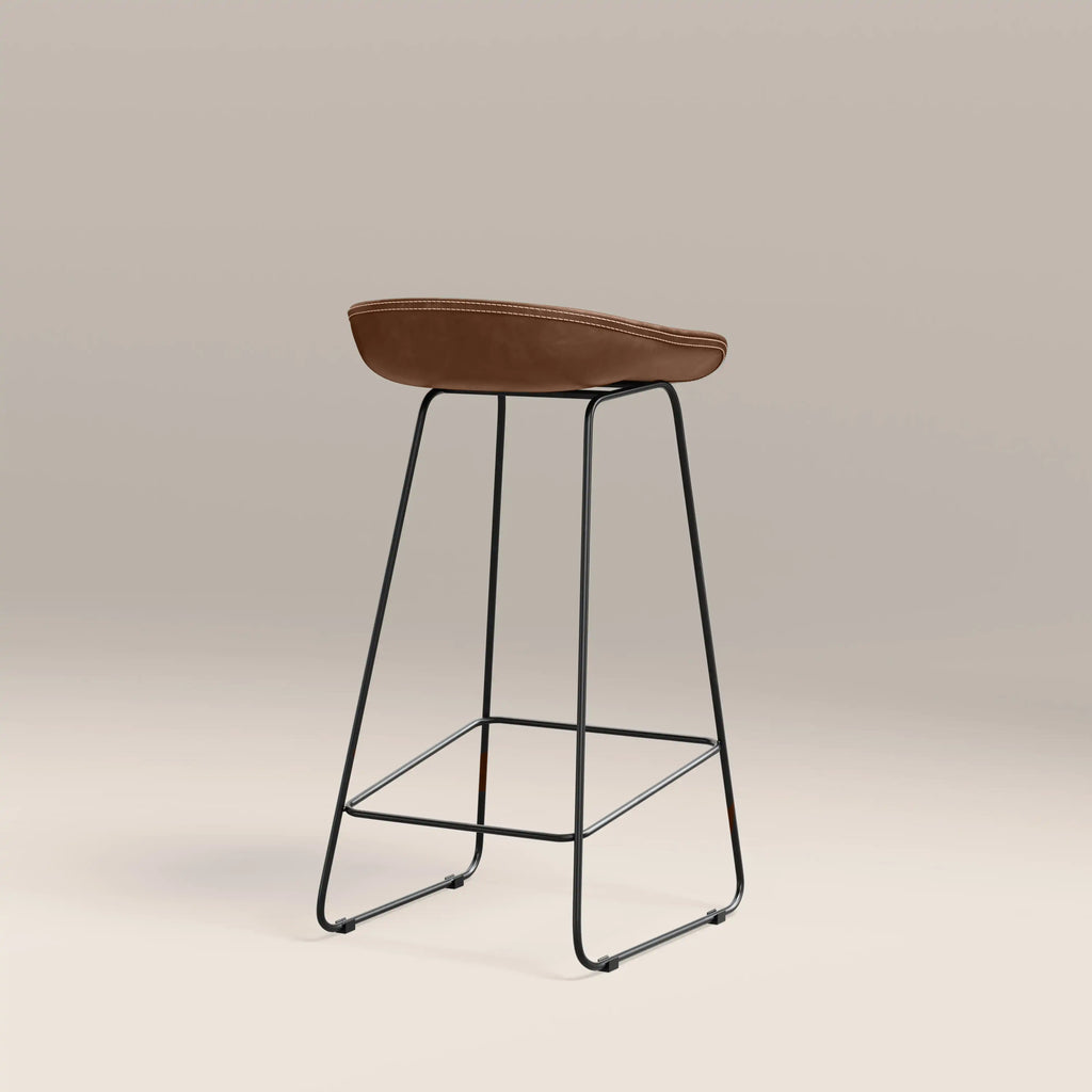 Conway Bar Stool | Vintage Tan Faux Leather & Black