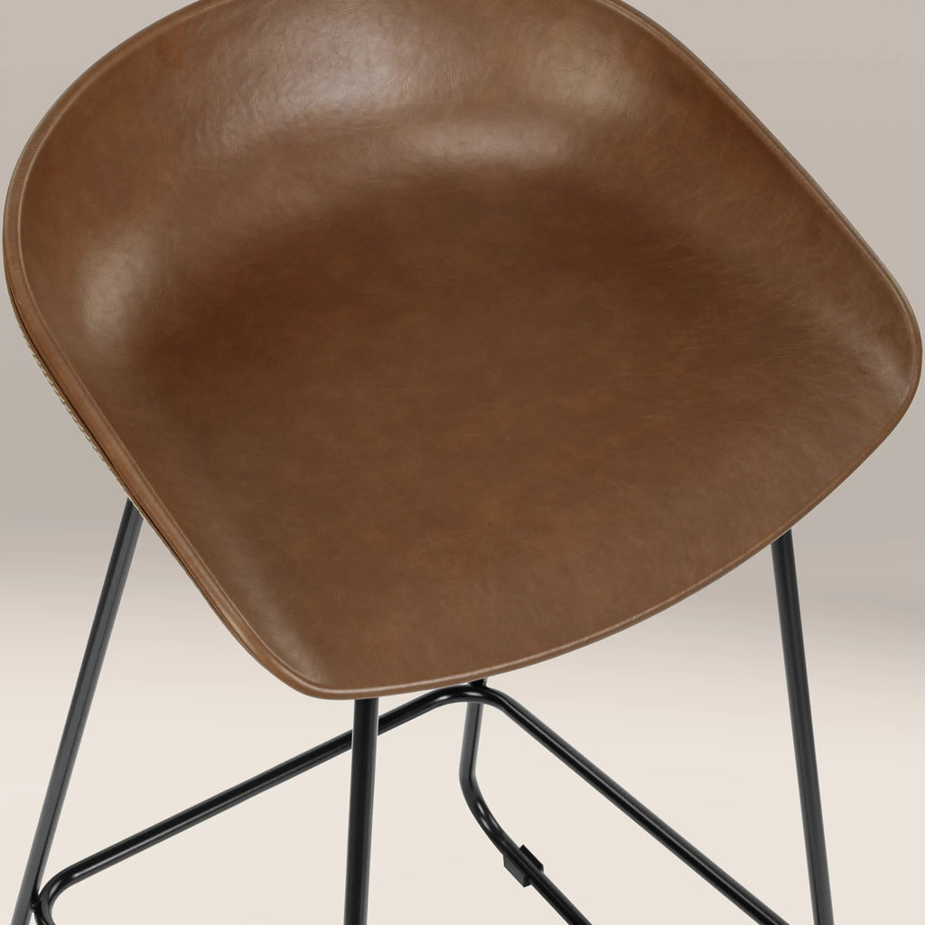 Conway Bar Stool | Vintage Tan Faux Leather & Black