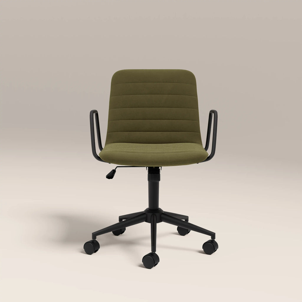 Gianna Office Chair | Moss Green Sustainable Mohair Velvet & Black
