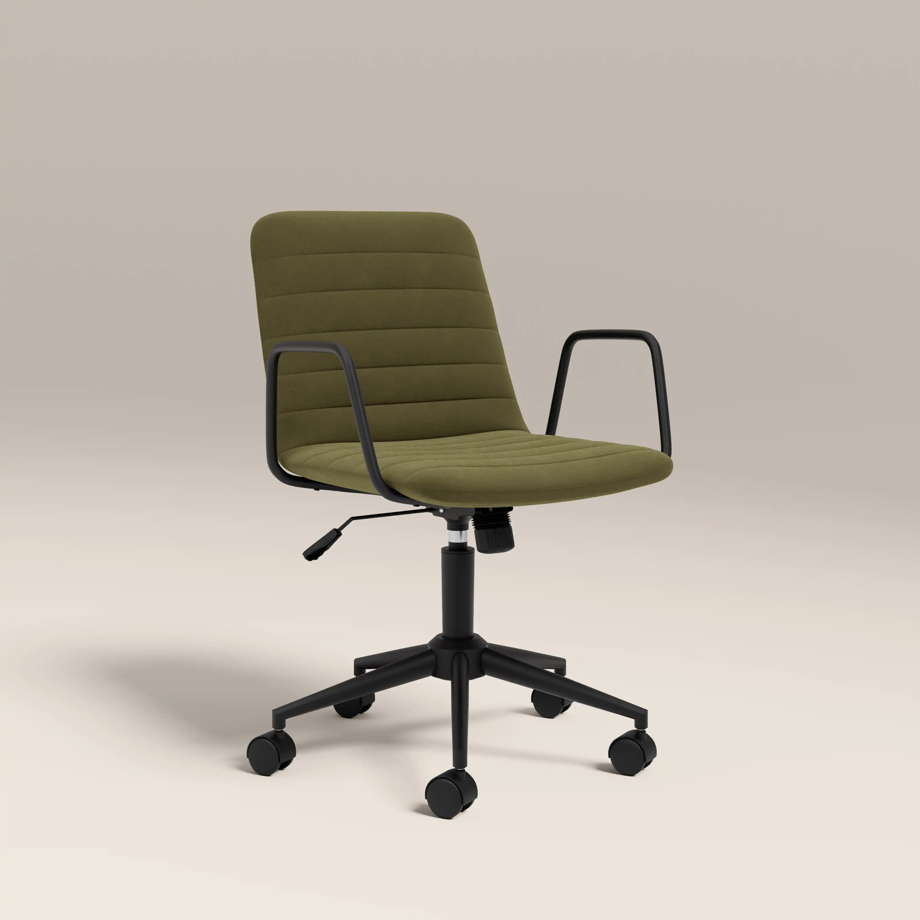 Gianna Office Chair | Moss Green Sustainable Mohair Velvet & Black