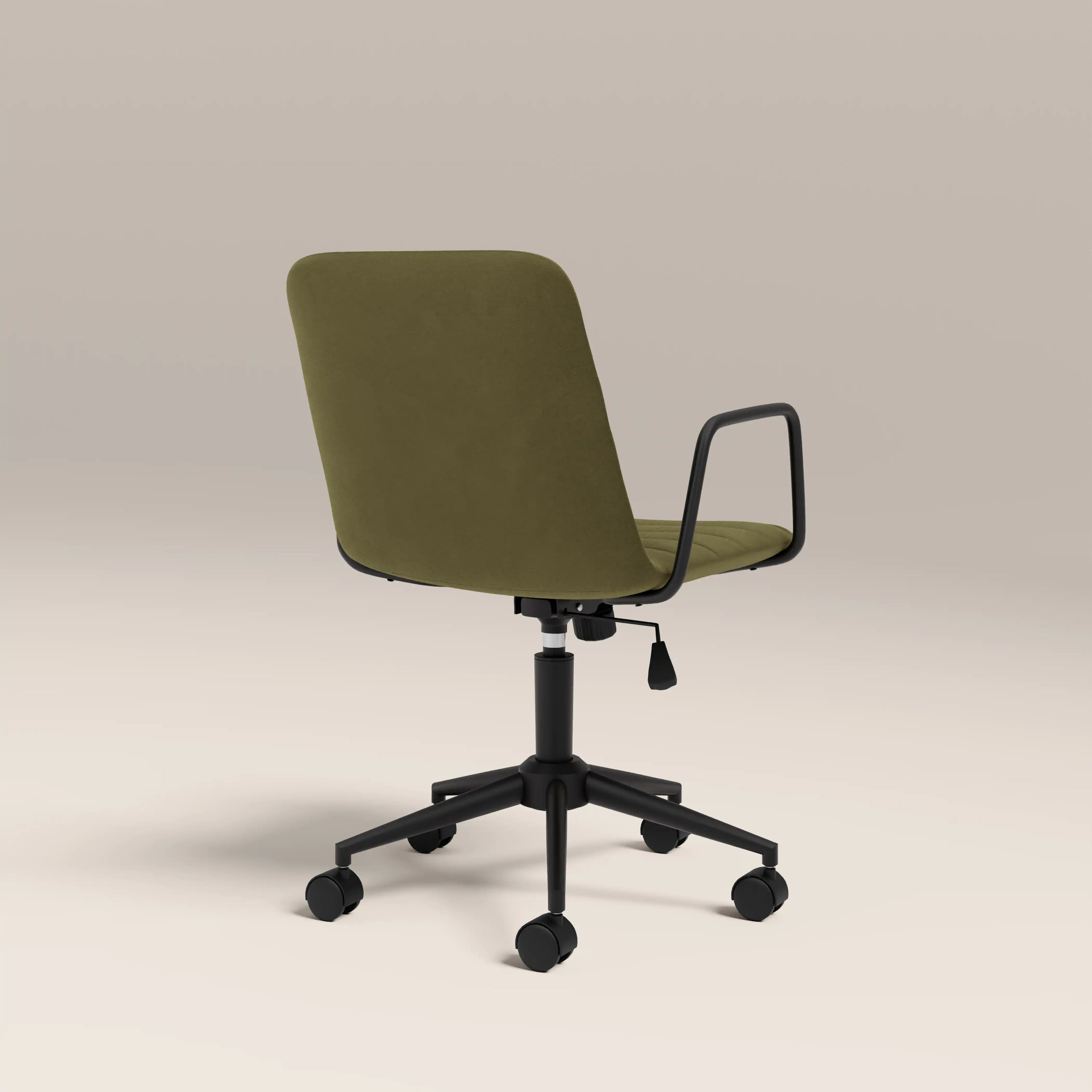 Gianna Office Chair | Moss Green Sustainable Mohair Velvet & Black