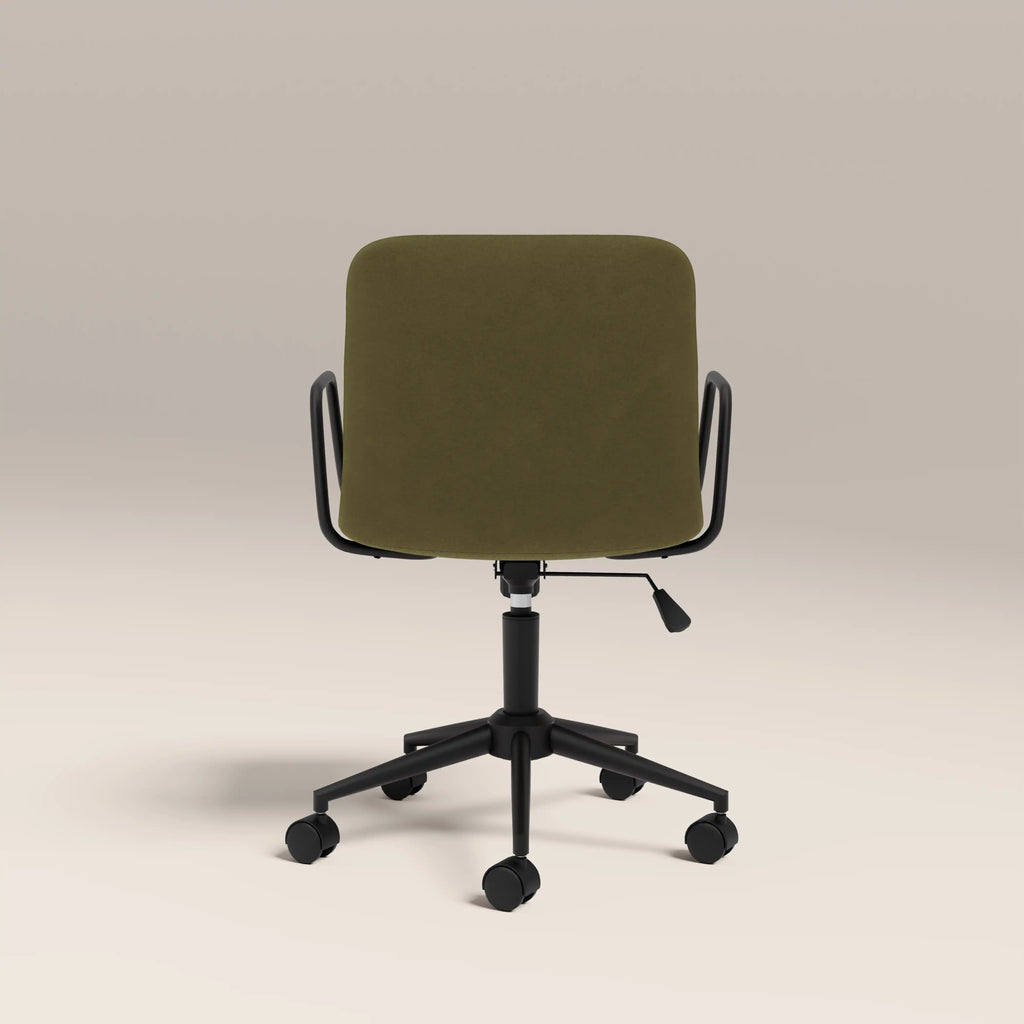 Gianna Office Chair | Moss Green Sustainable Mohair Velvet & Black