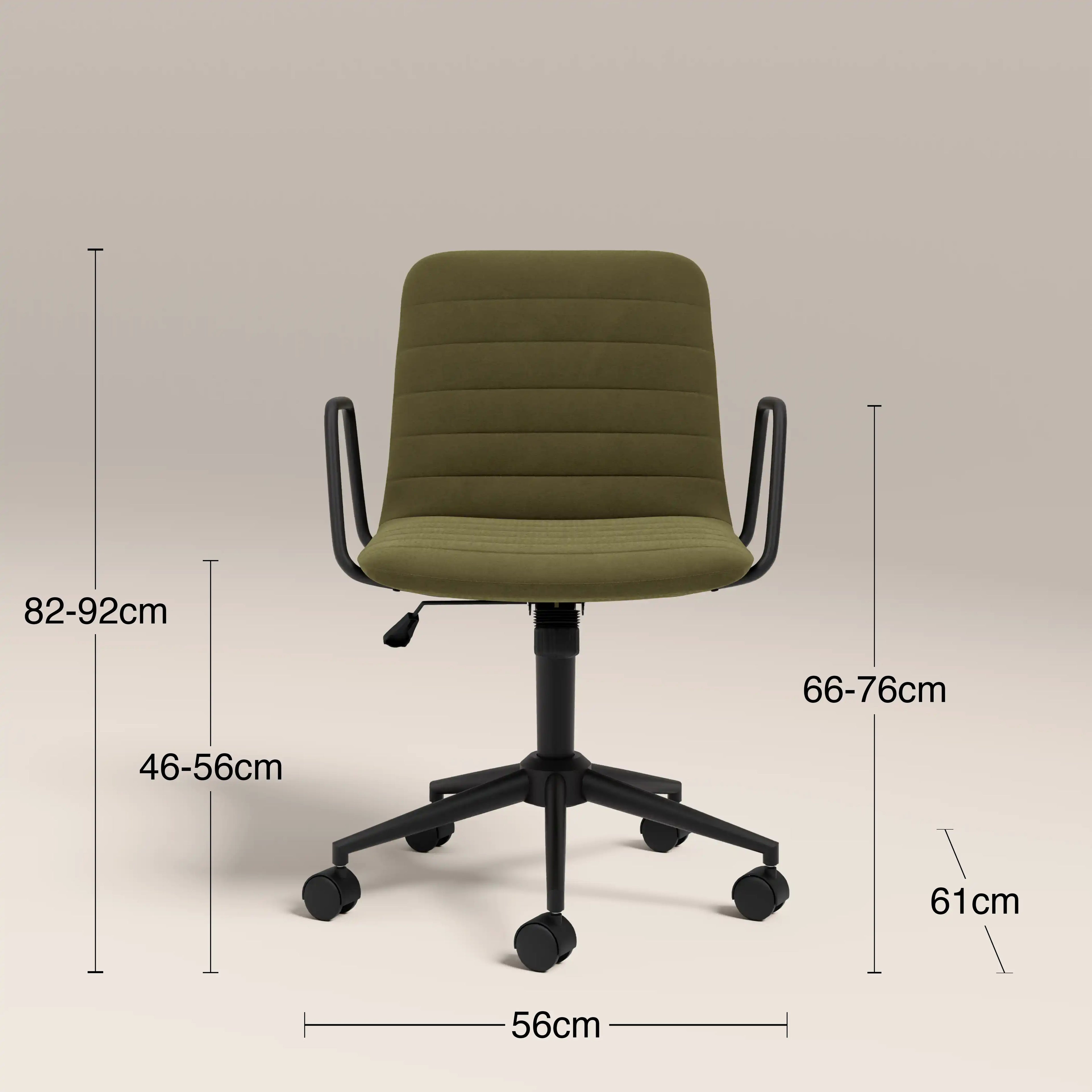 Gianna Office Chair | Moss Green Sustainable Mohair Velvet & Black