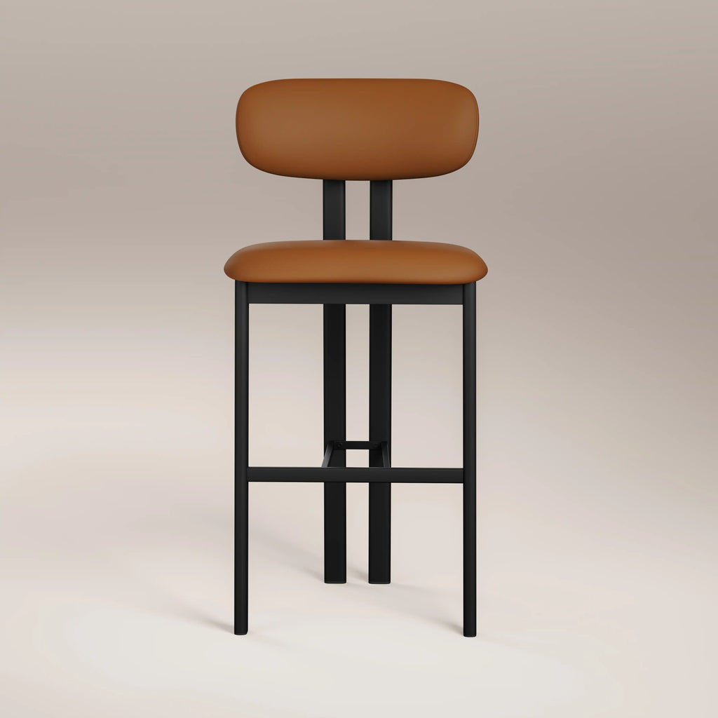 Arbor Bar Stool | Tuscan Tan Faux Leather & Black