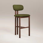 Arbor Bar Stool | Olive Green Sustainable Velvet & Walnut
