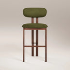 Arbor Bar Stool | Olive Green Sustainable Velvet & Walnut