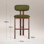 Arbor Bar Stool | Olive Green Sustainable Velvet & Walnut