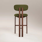 Arbor Bar Stool | Olive Green Sustainable Velvet & Walnut