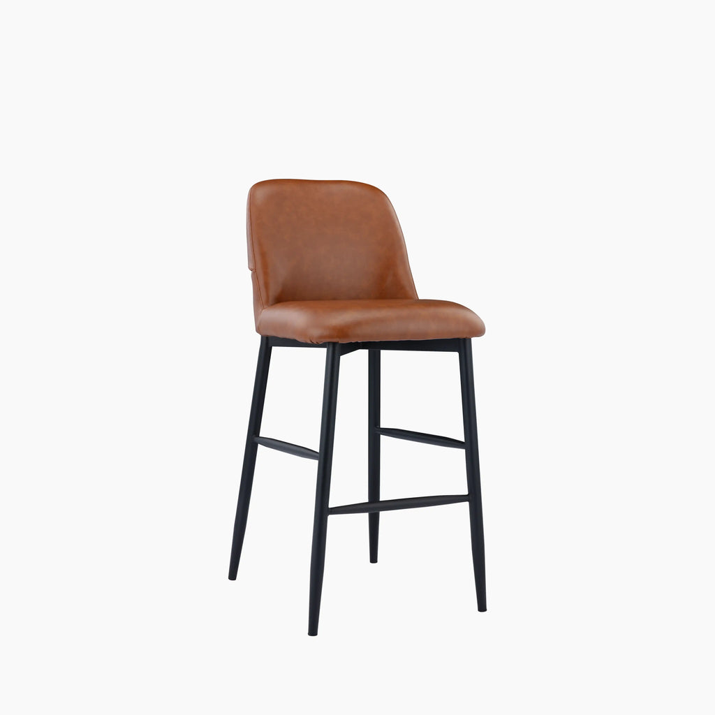 Amari Bar Stool | Vintage Tan Faux Leather & Black