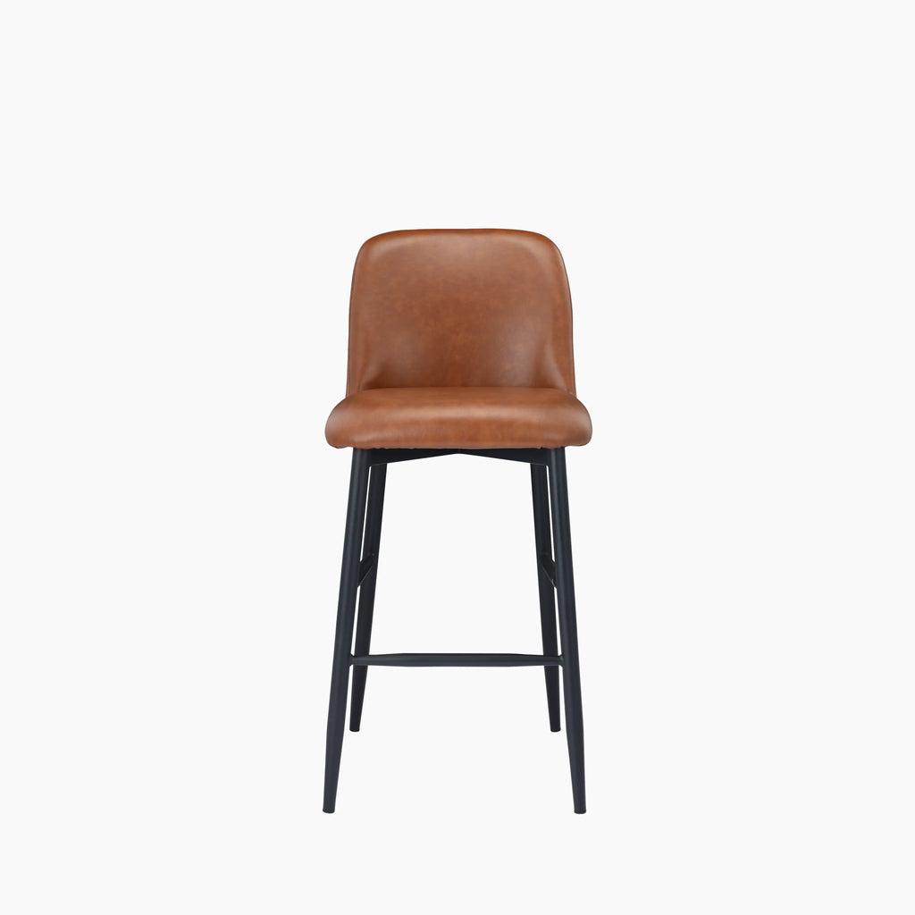 Amari Bar Stool | Vintage Tan Faux Leather & Black
