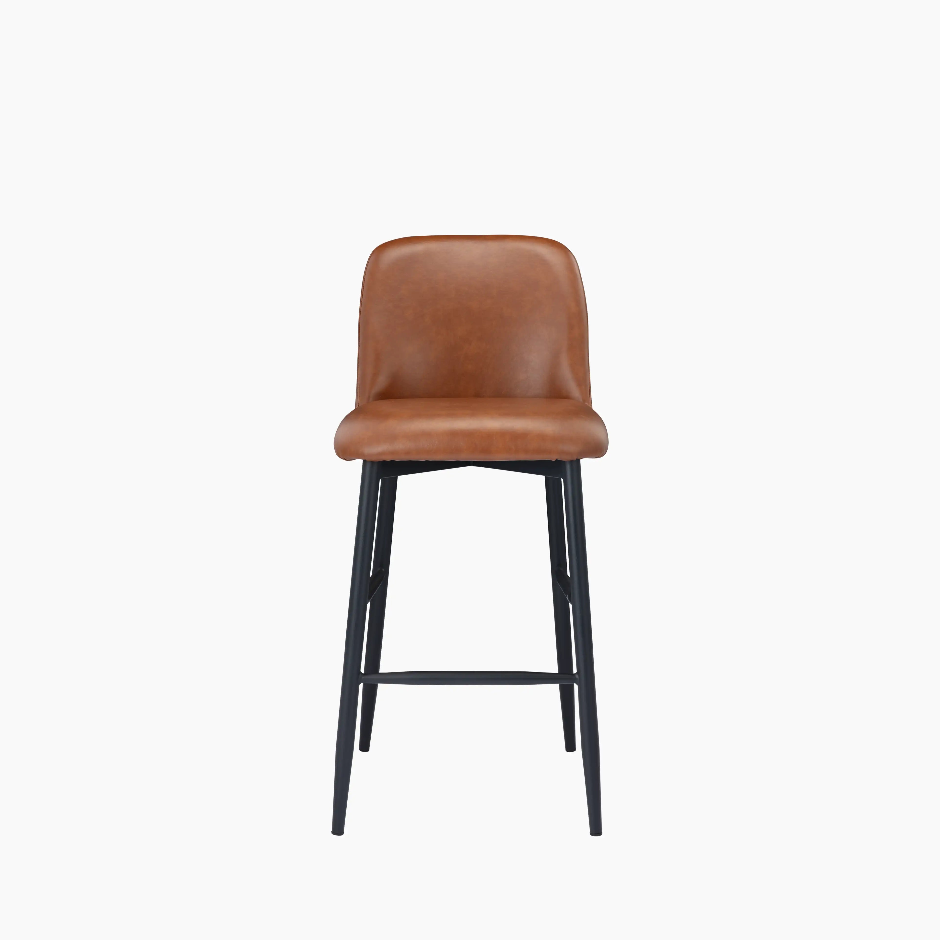 Amari Bar Stool | Vintage Tan Faux Leather & Black