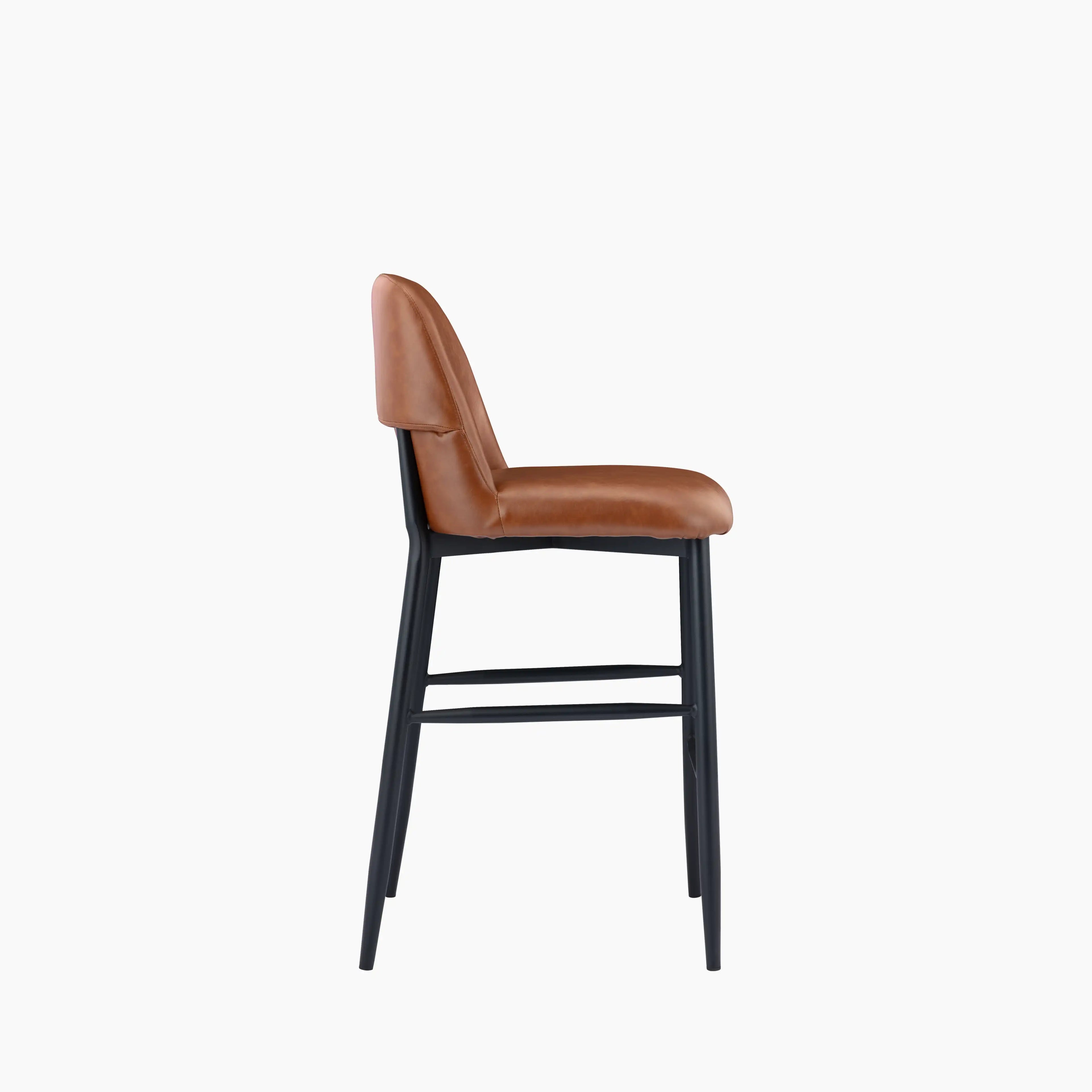 Amari Bar Stool | Vintage Tan Faux Leather & Black