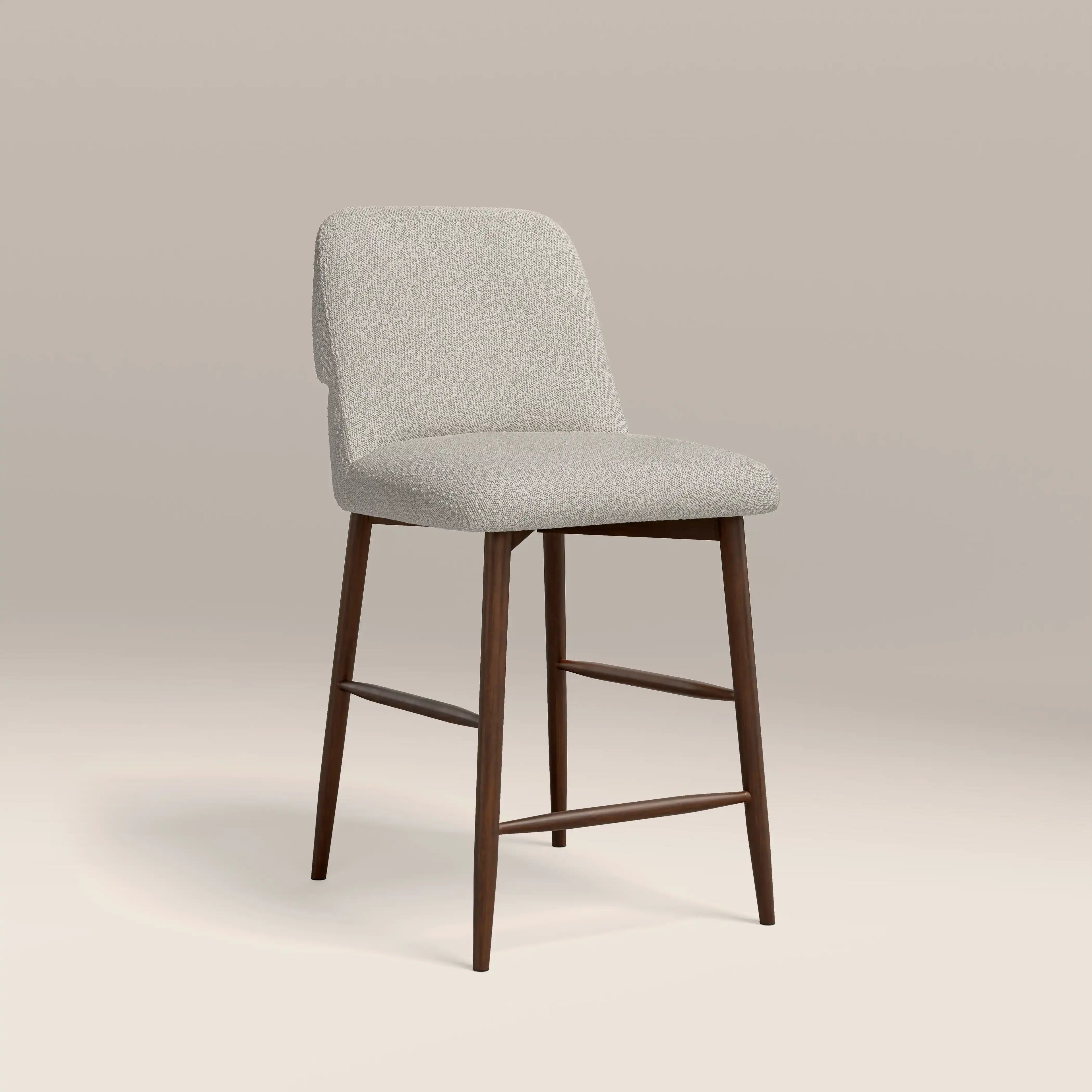 Amari Kitchen Stool | Speckled Stone Sustainable Boucle & Walnut