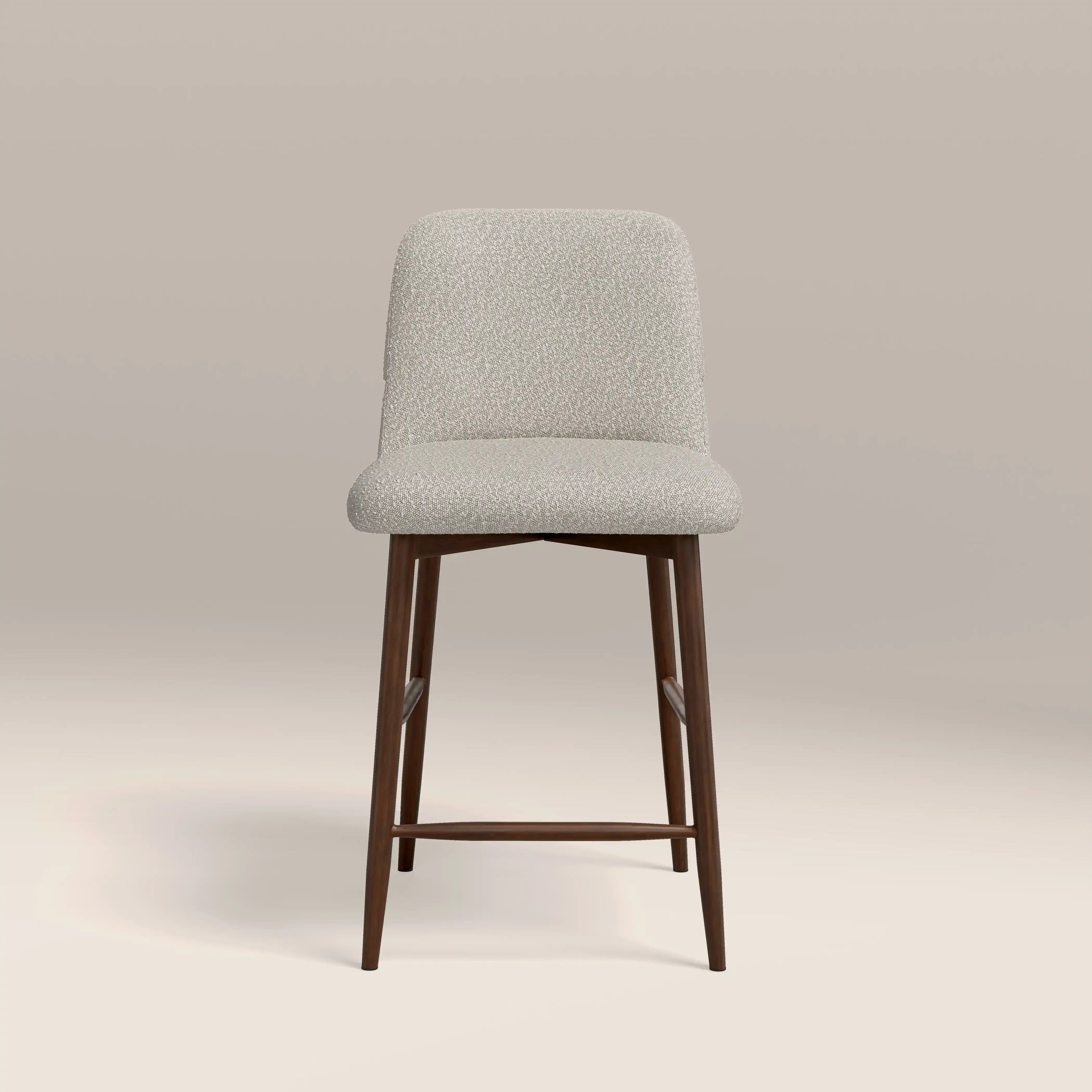 Amari Kitchen Stool | Speckled Stone Sustainable Boucle & Walnut