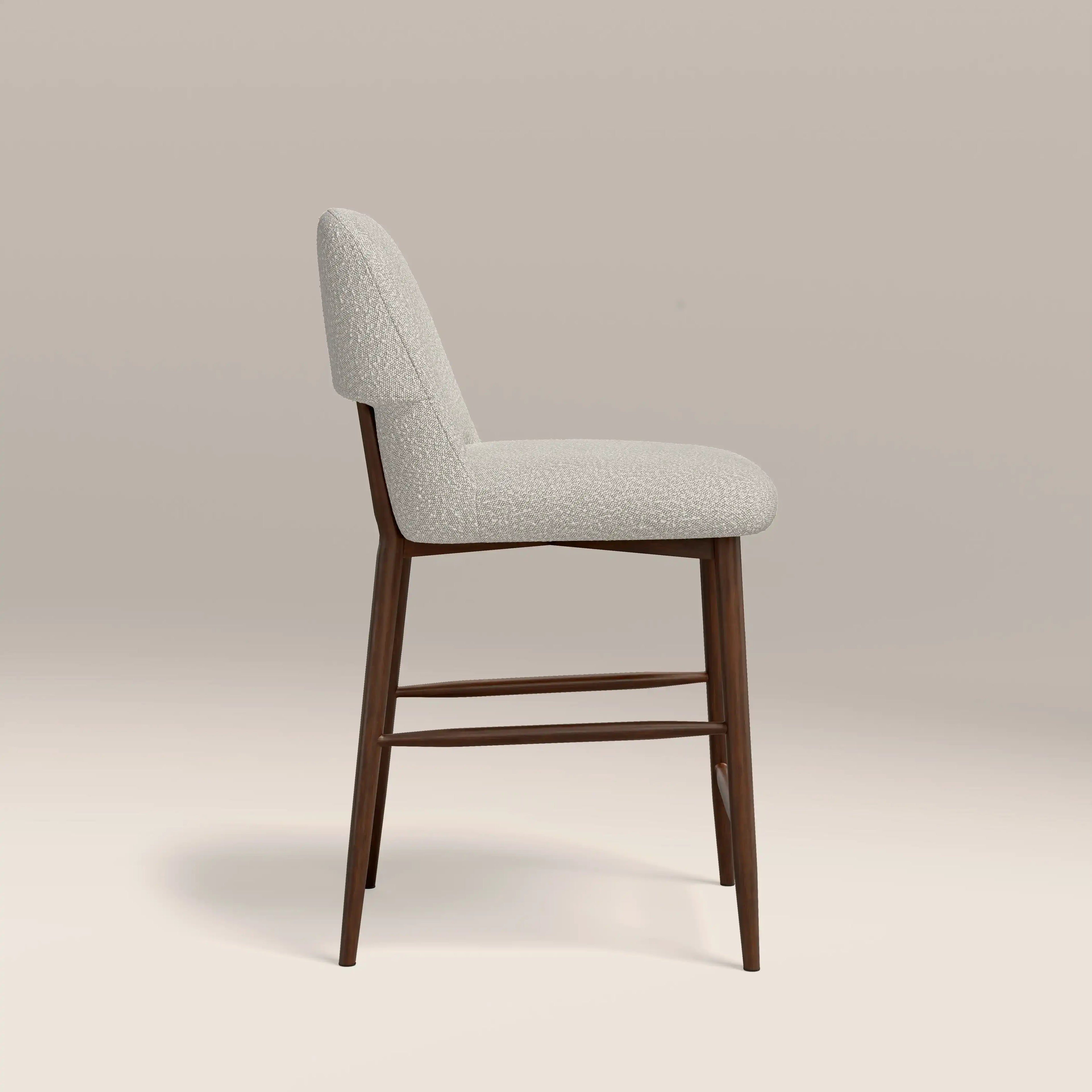 Amari Kitchen Stool | Speckled Stone Sustainable Boucle & Walnut