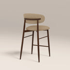 Halston Bar Stool | Latte Sustainable Fabric & Walnut