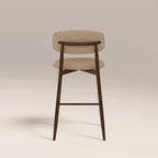 Halston Bar Stool | Latte Sustainable Fabric & Walnut