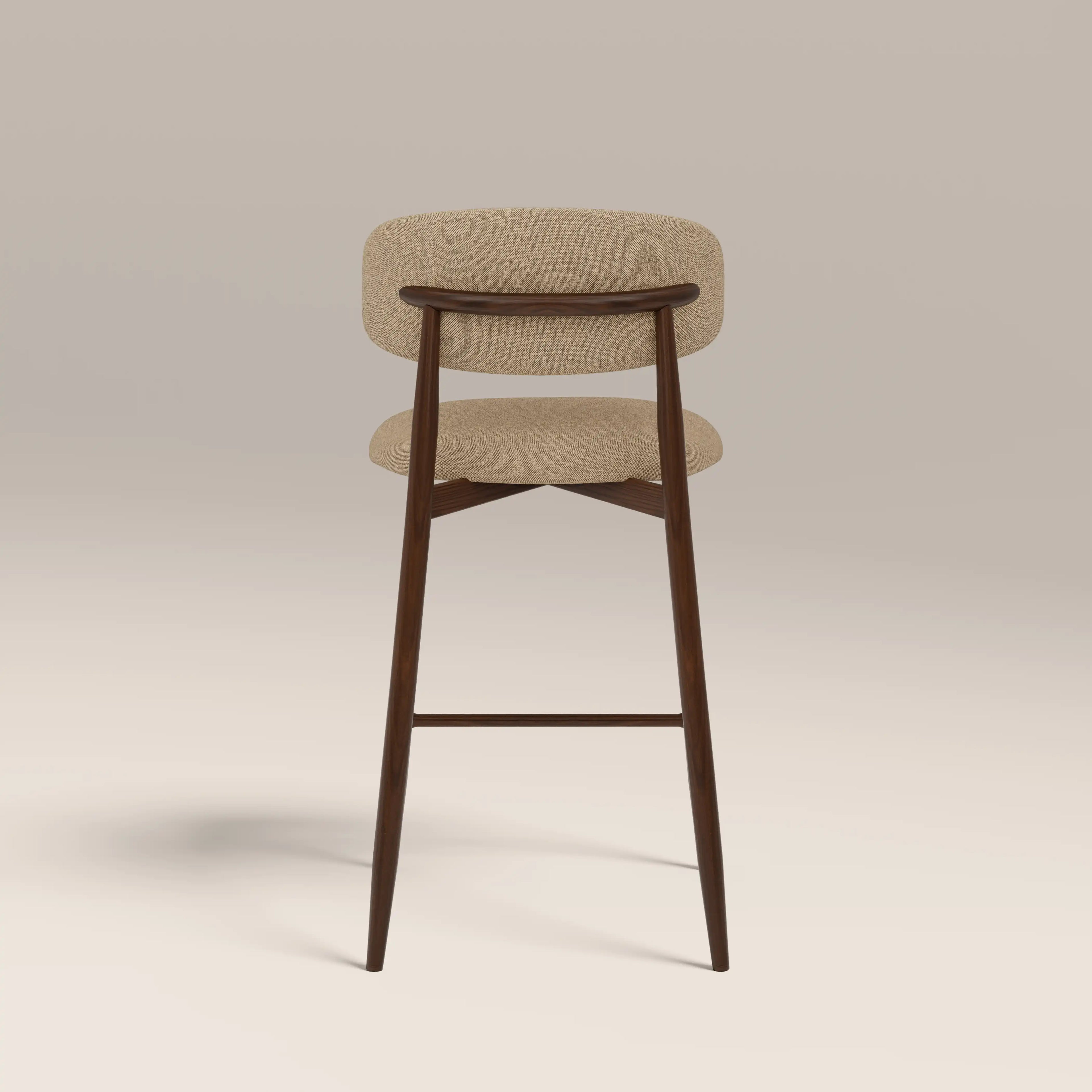 Halston Bar Stool | Latte Sustainable Fabric & Walnut