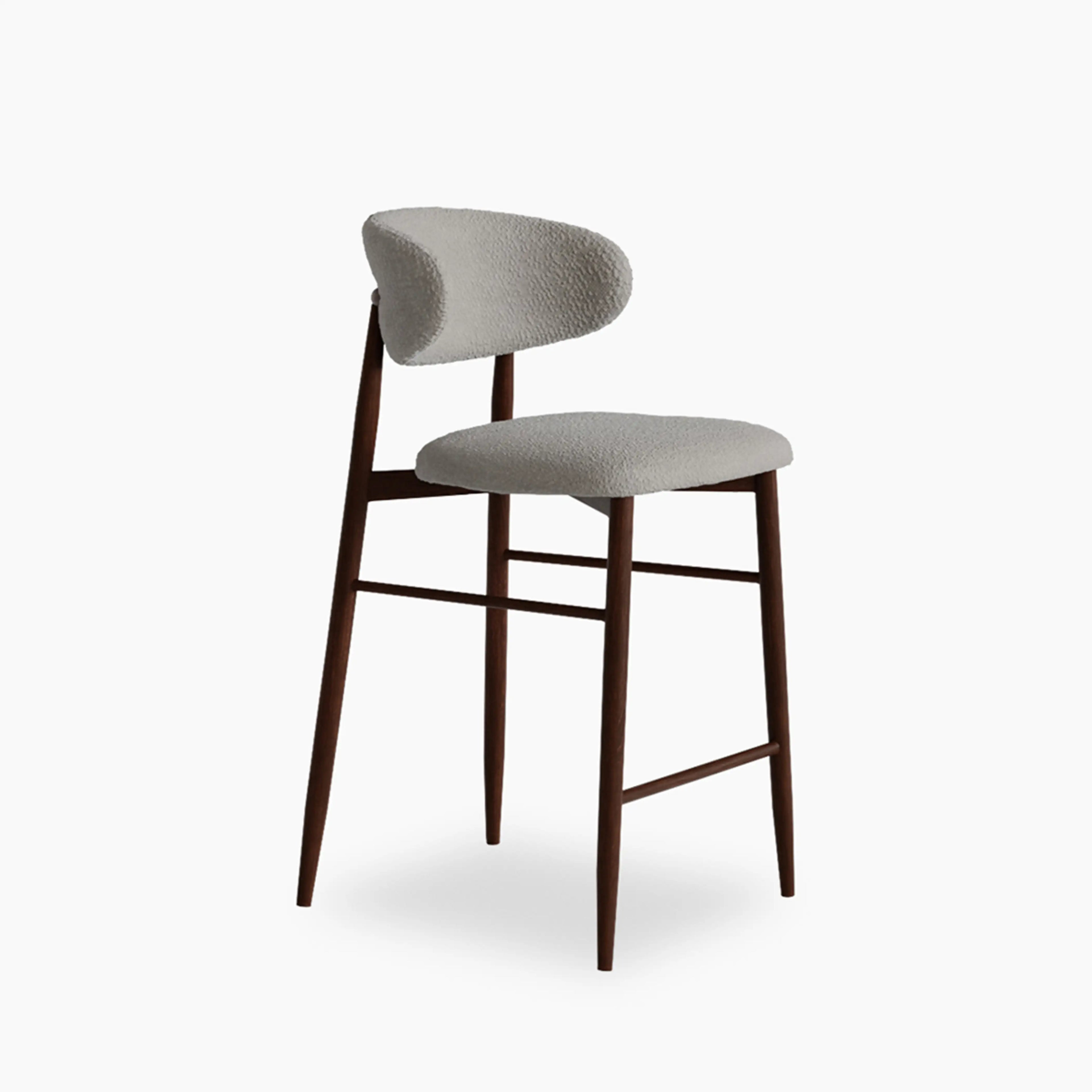 Halston Kitchen Stool | Speckled Stone Sustainable Boucle & Walnut