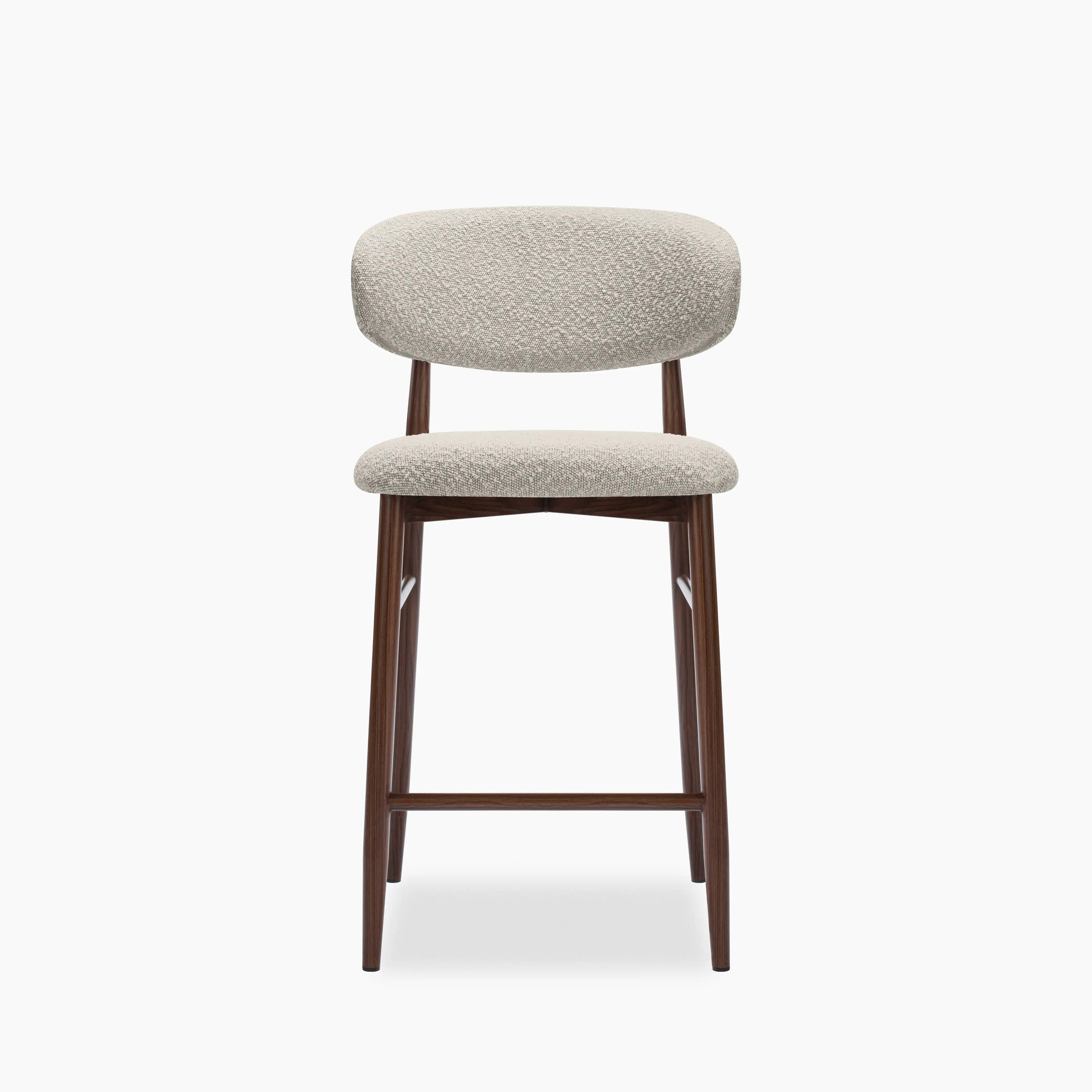 Halston Kitchen Stool | Speckled Stone Sustainable Boucle & Walnut