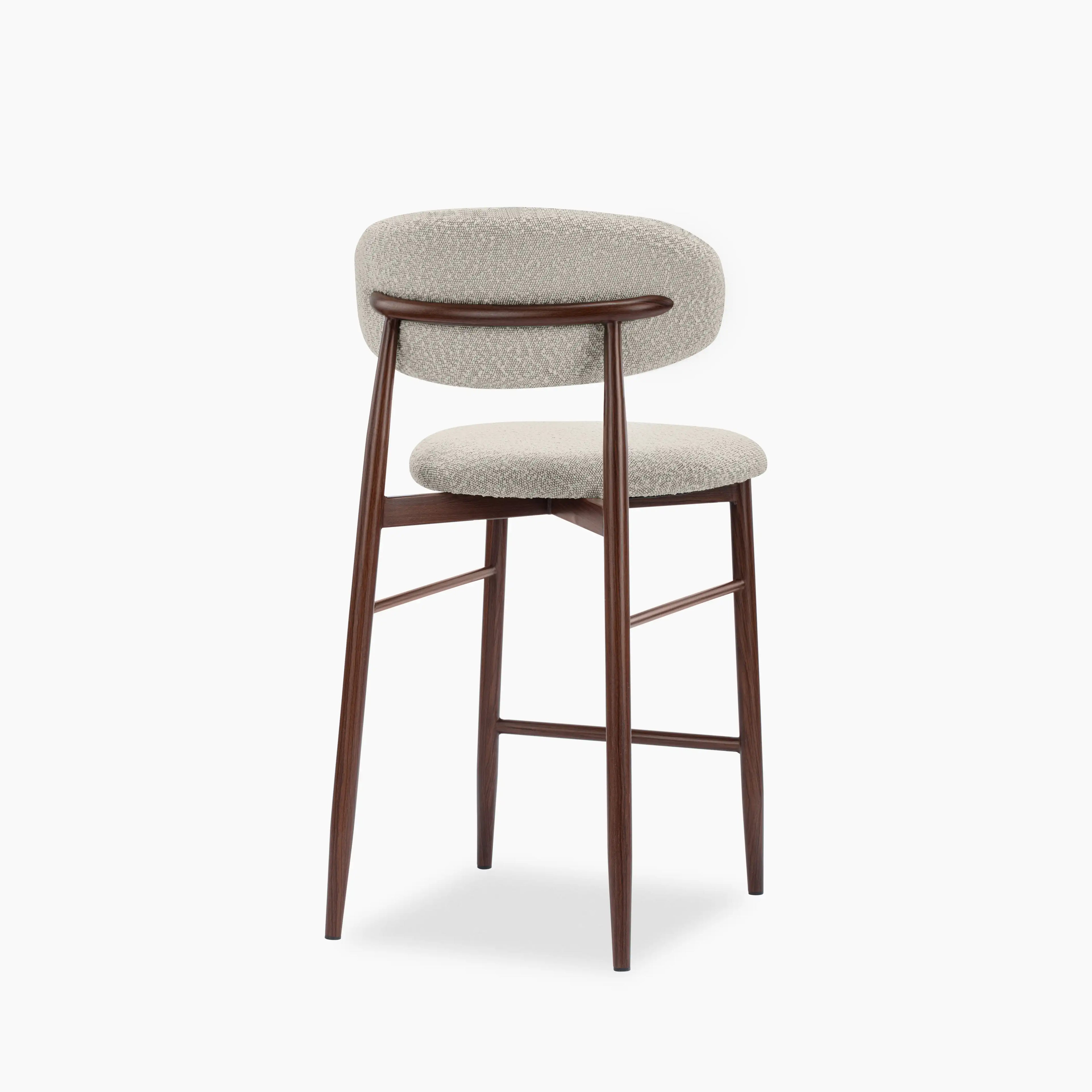 Halston Kitchen Stool | Speckled Stone Sustainable Boucle & Walnut