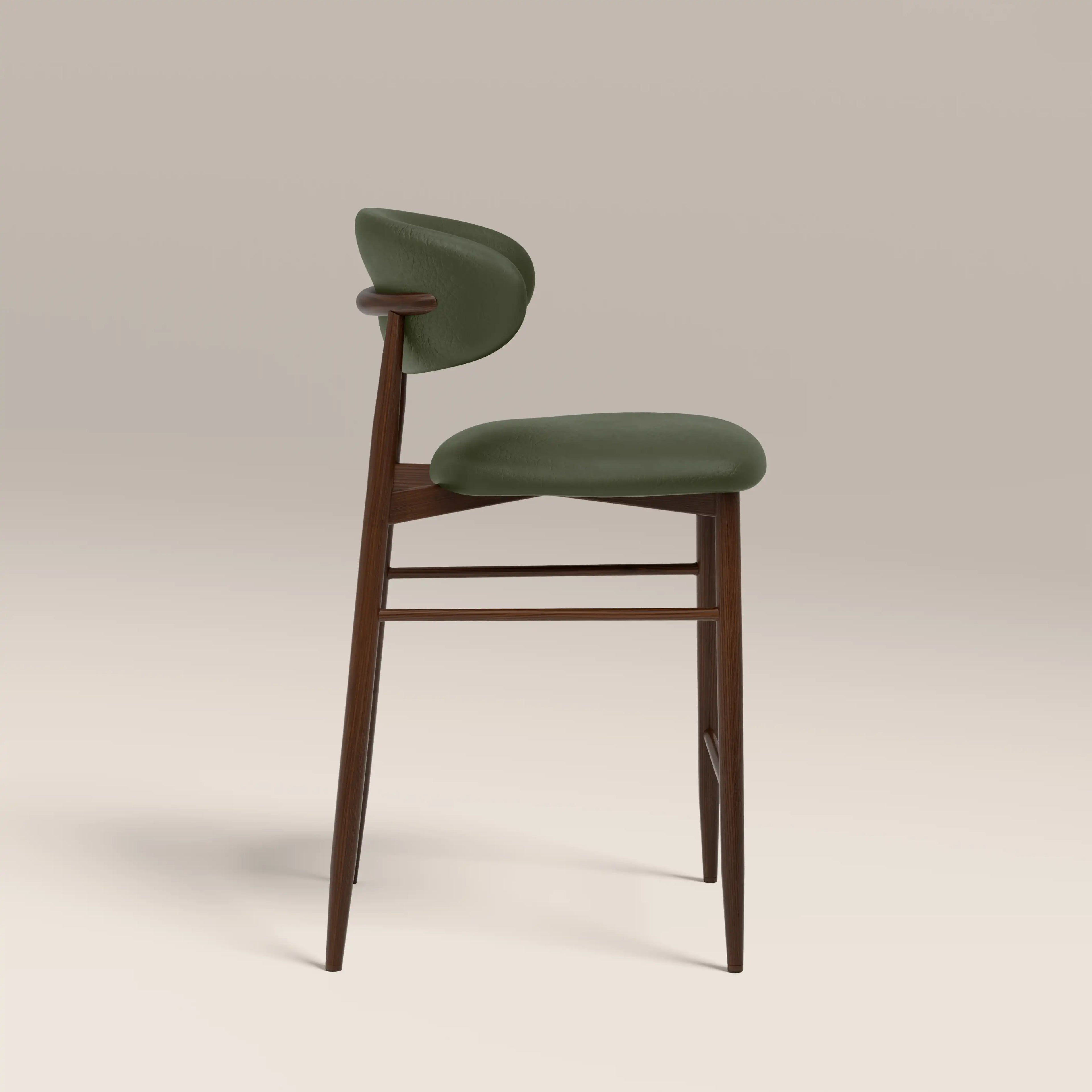 Halston Kitchen Stool | Vintage Green Faux Leather & Walnut