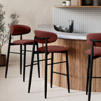 Halston Bar Stool | Rust Red Sustainable Velvet & Black