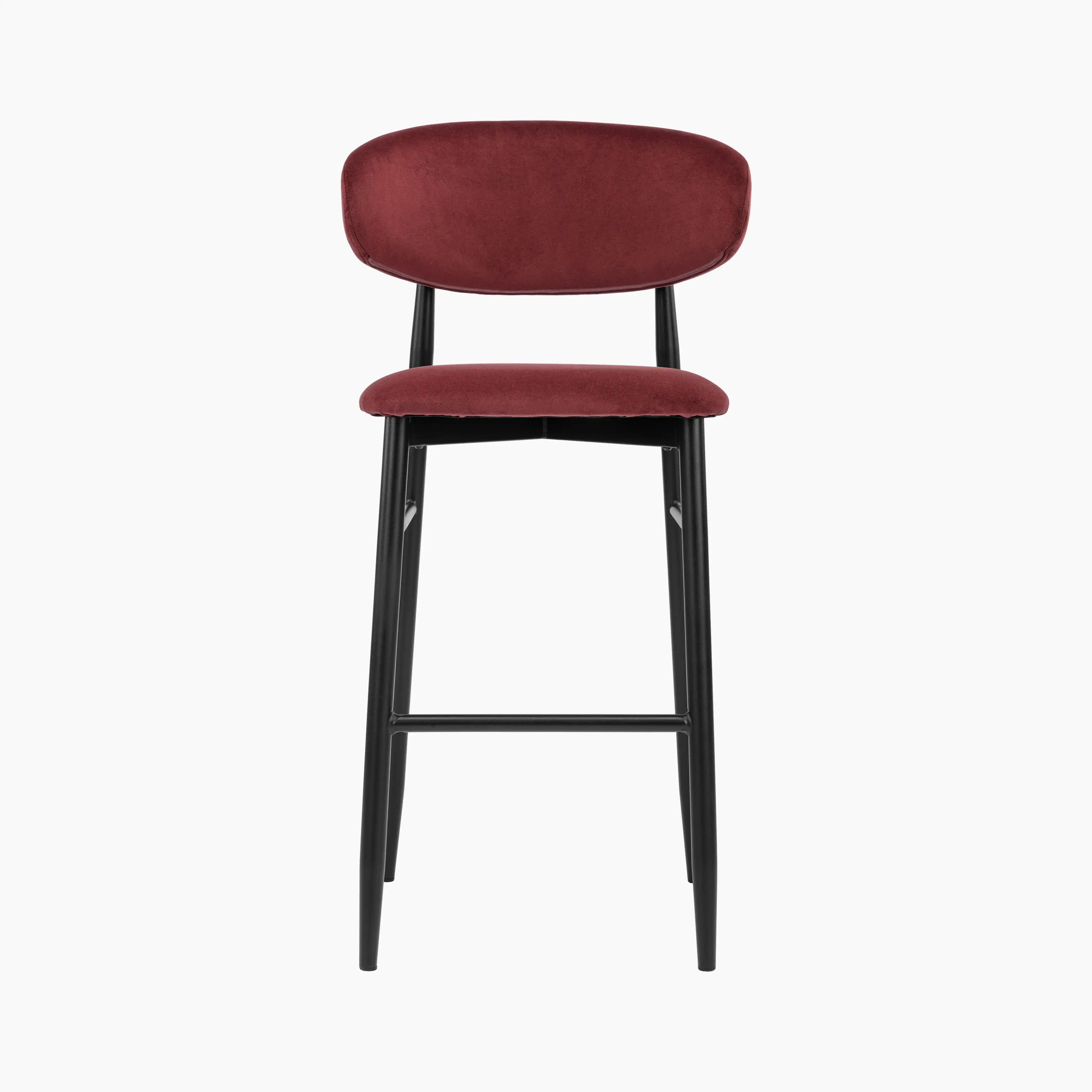 Halston Bar Stool | Rust Red Sustainable Velvet & Black