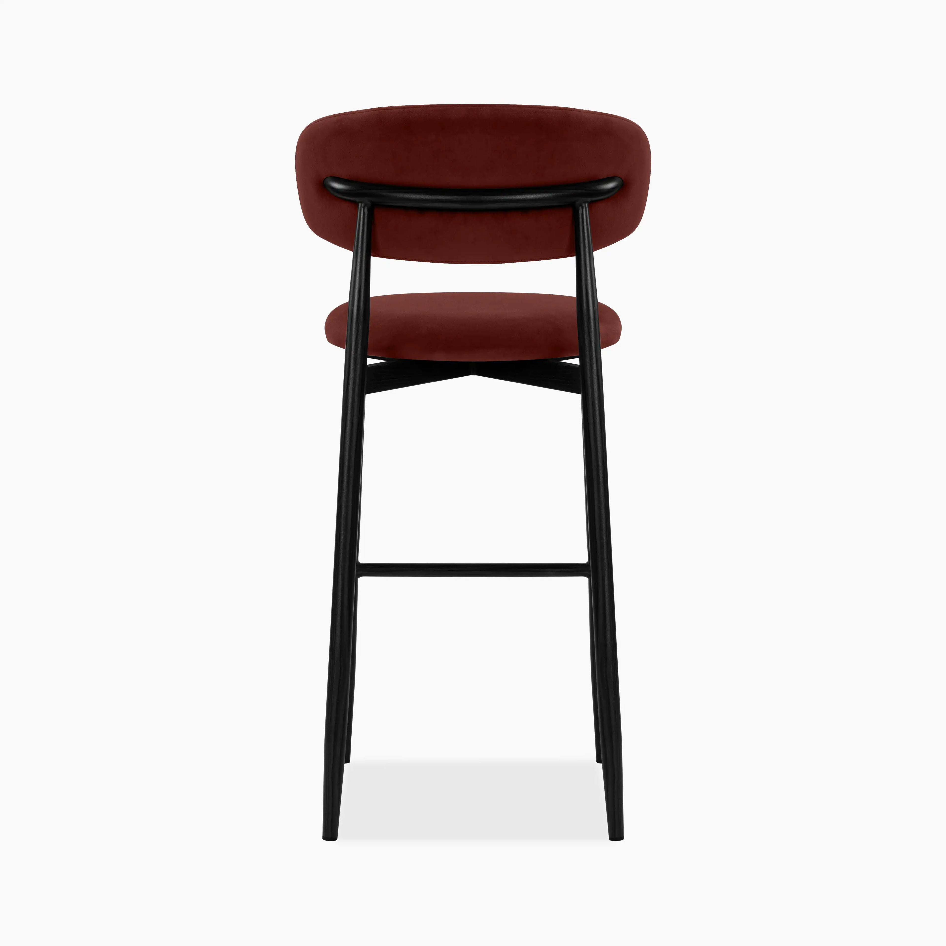Halston Bar Stool | Rust Red Sustainable Velvet & Black