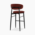 Halston Bar Stool | Rust Red Sustainable Velvet & Black