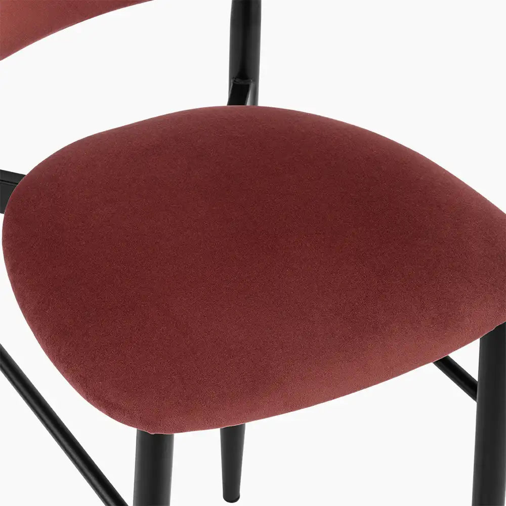 Halston Bar Stool | Rust Red Sustainable Velvet & Black