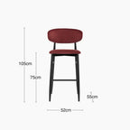 Halston Bar Stool | Rust Red Sustainable Velvet & Black