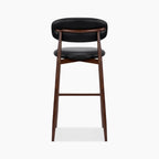 Halston Bar Stool | Vintage Black Faux Leather & Walnut