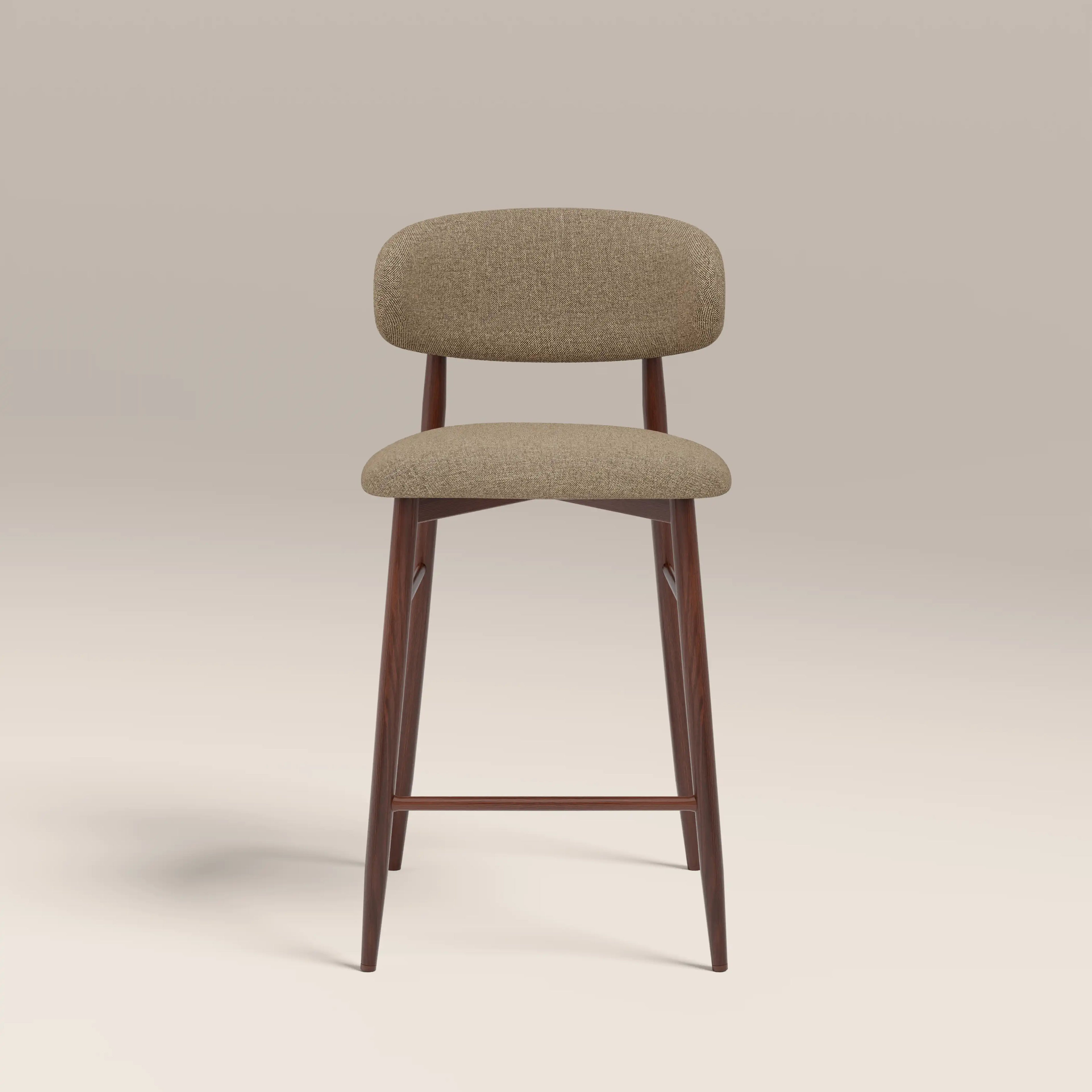 Halston Kitchen Stool | Latte Sustainable Fabric & Walnut