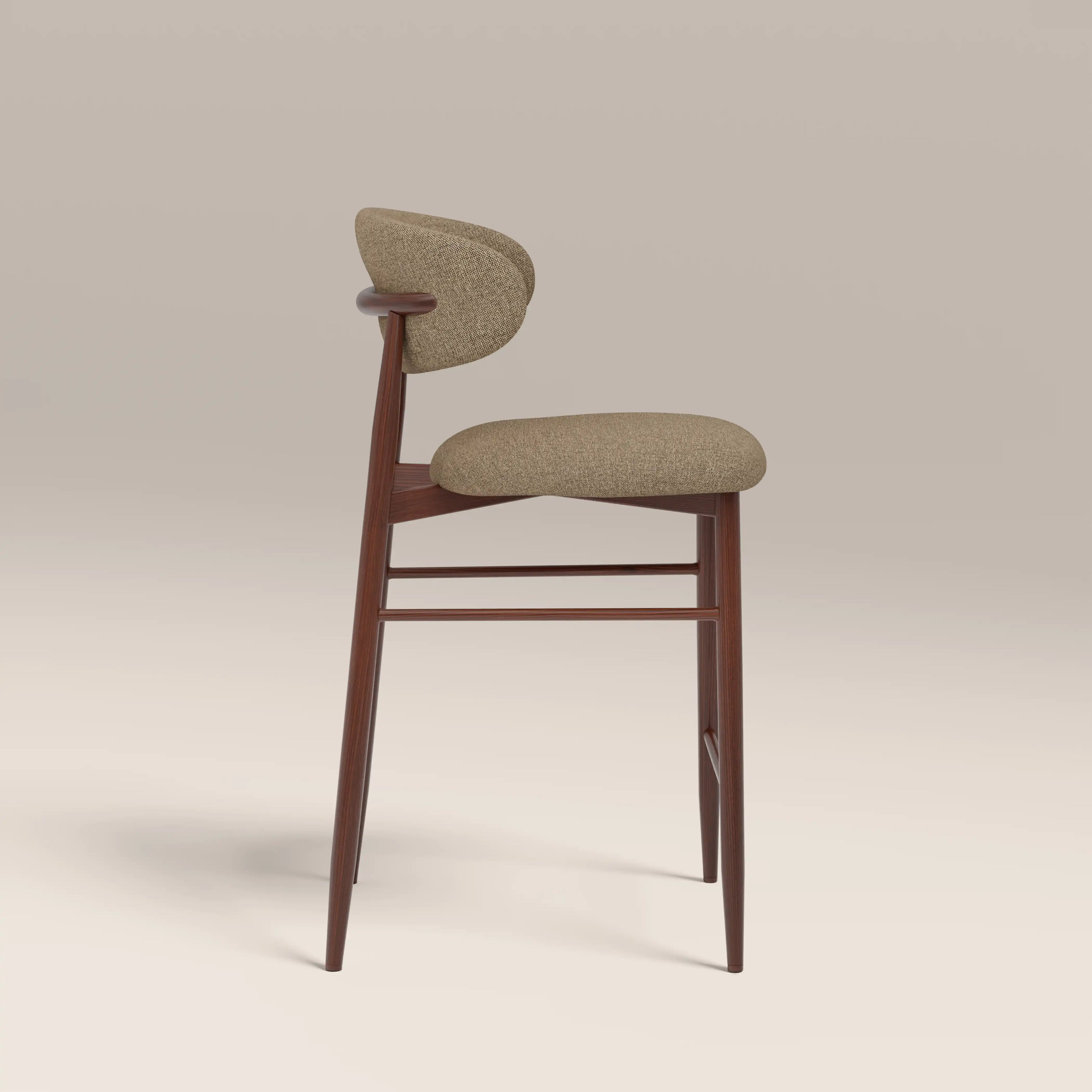 Halston Kitchen Stool | Latte Sustainable Fabric & Walnut