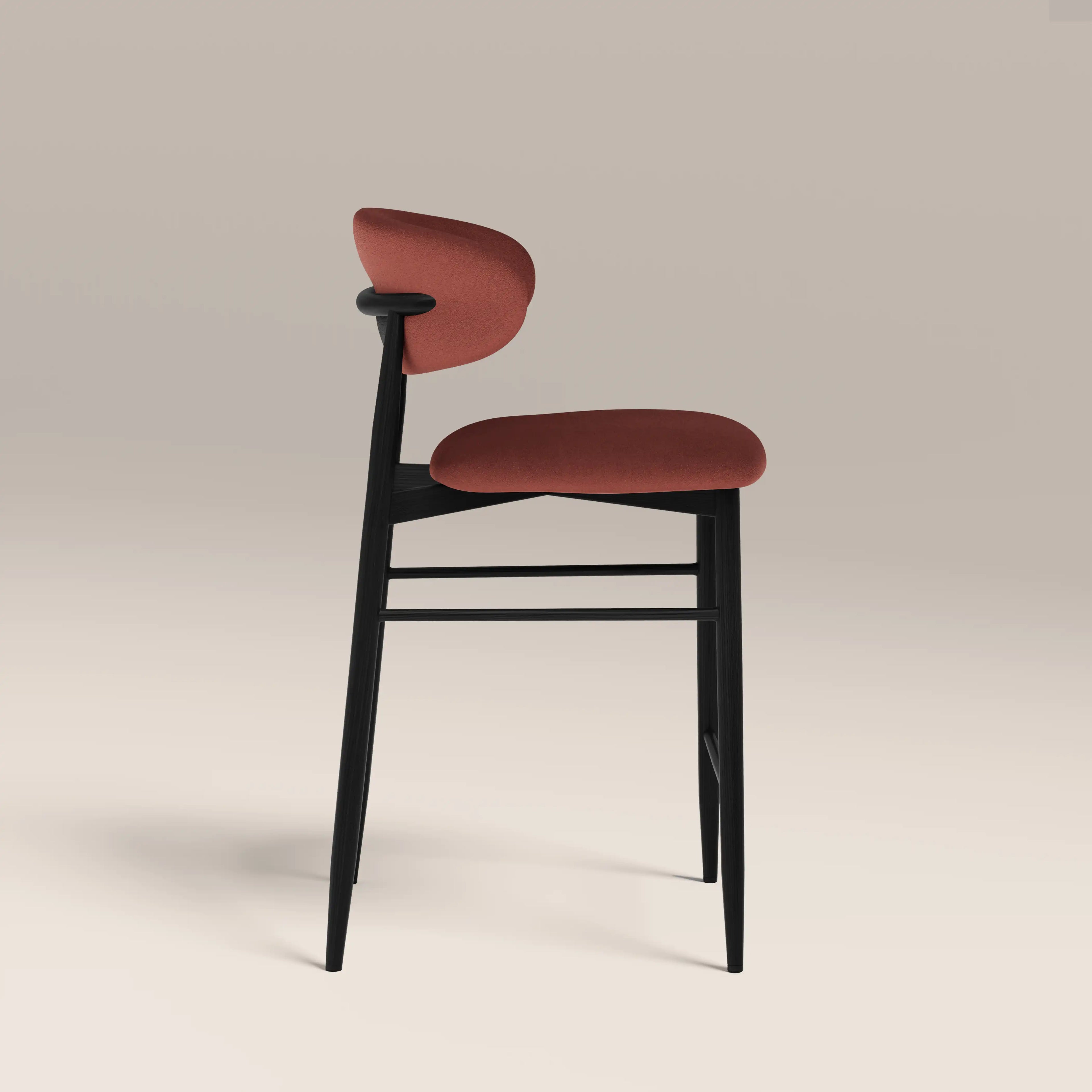 Halston Kitchen Stool | Rust Red Sustainable Velvet & Black