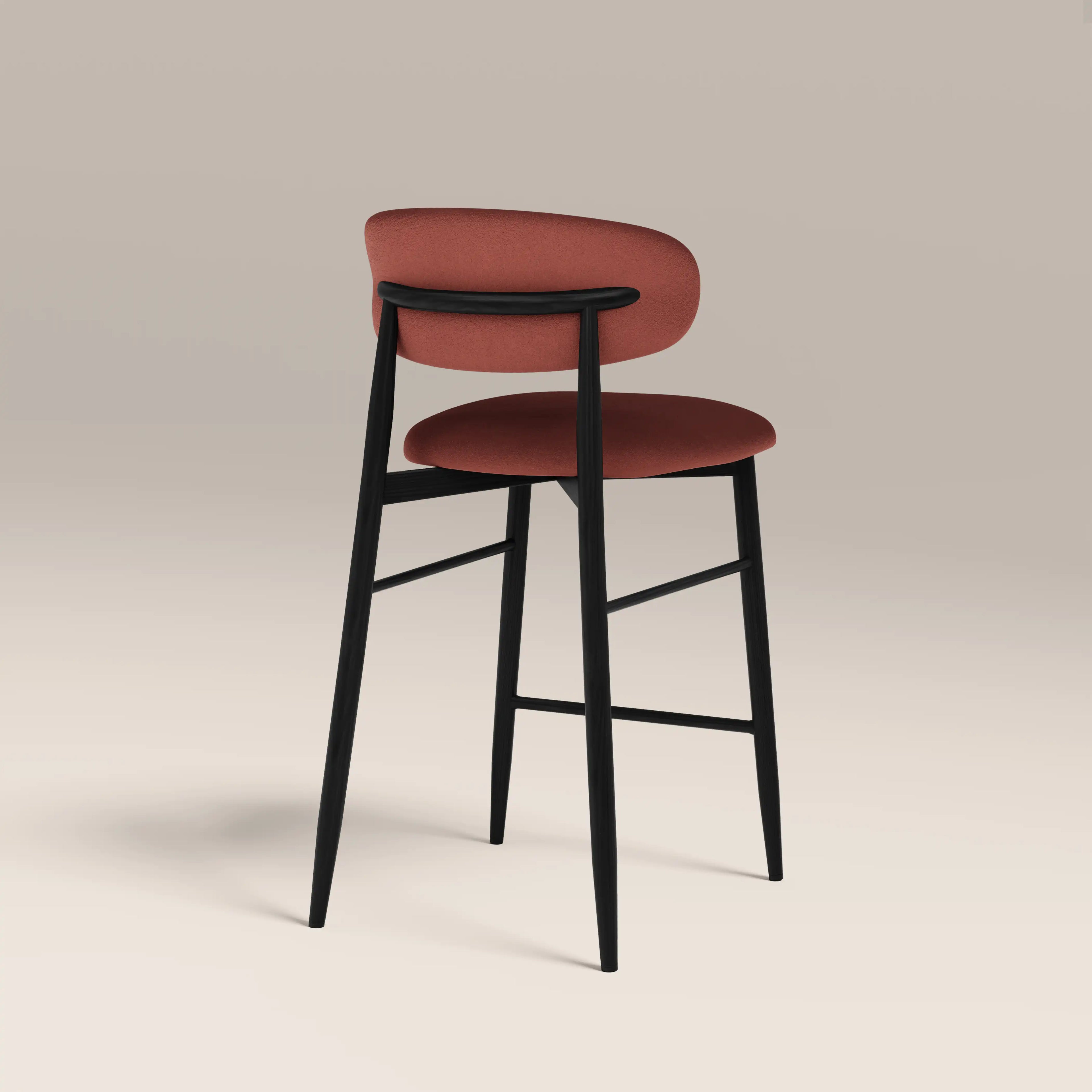 Halston Kitchen Stool | Rust Red Sustainable Velvet & Black