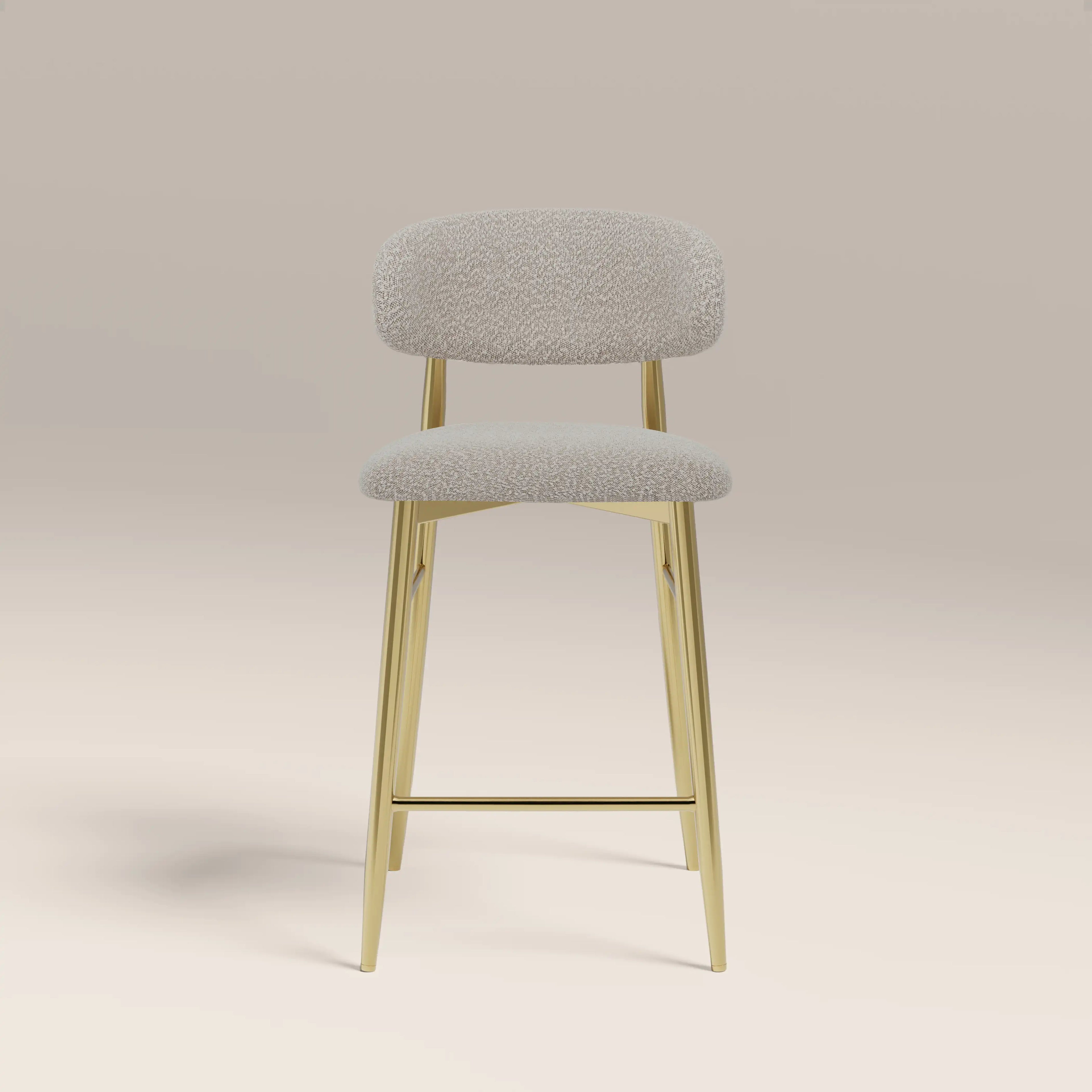 Halston Kitchen Stool | Speckled Stone Sustainable Boucle & Brass
