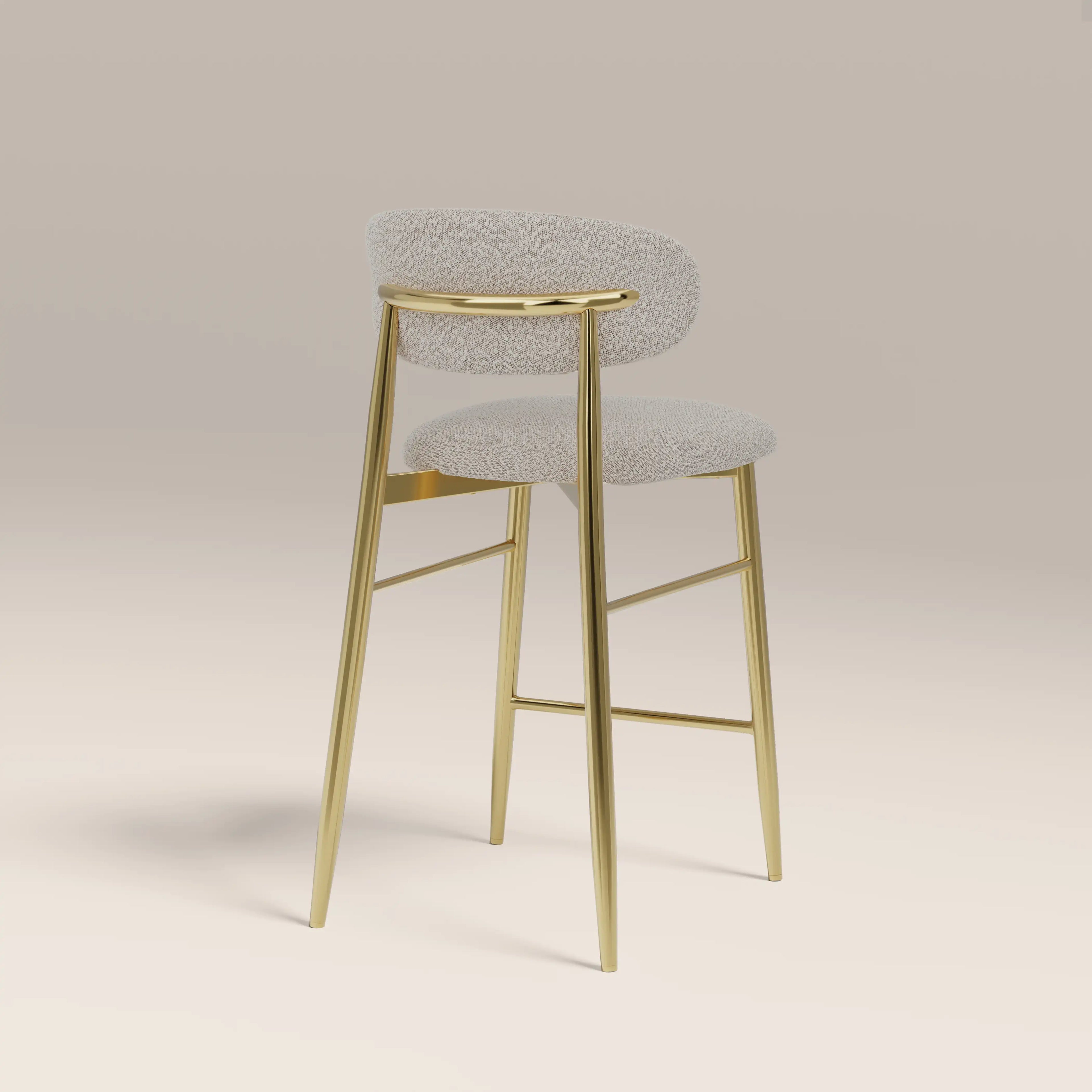 Halston Kitchen Stool | Speckled Stone Sustainable Boucle & Brass