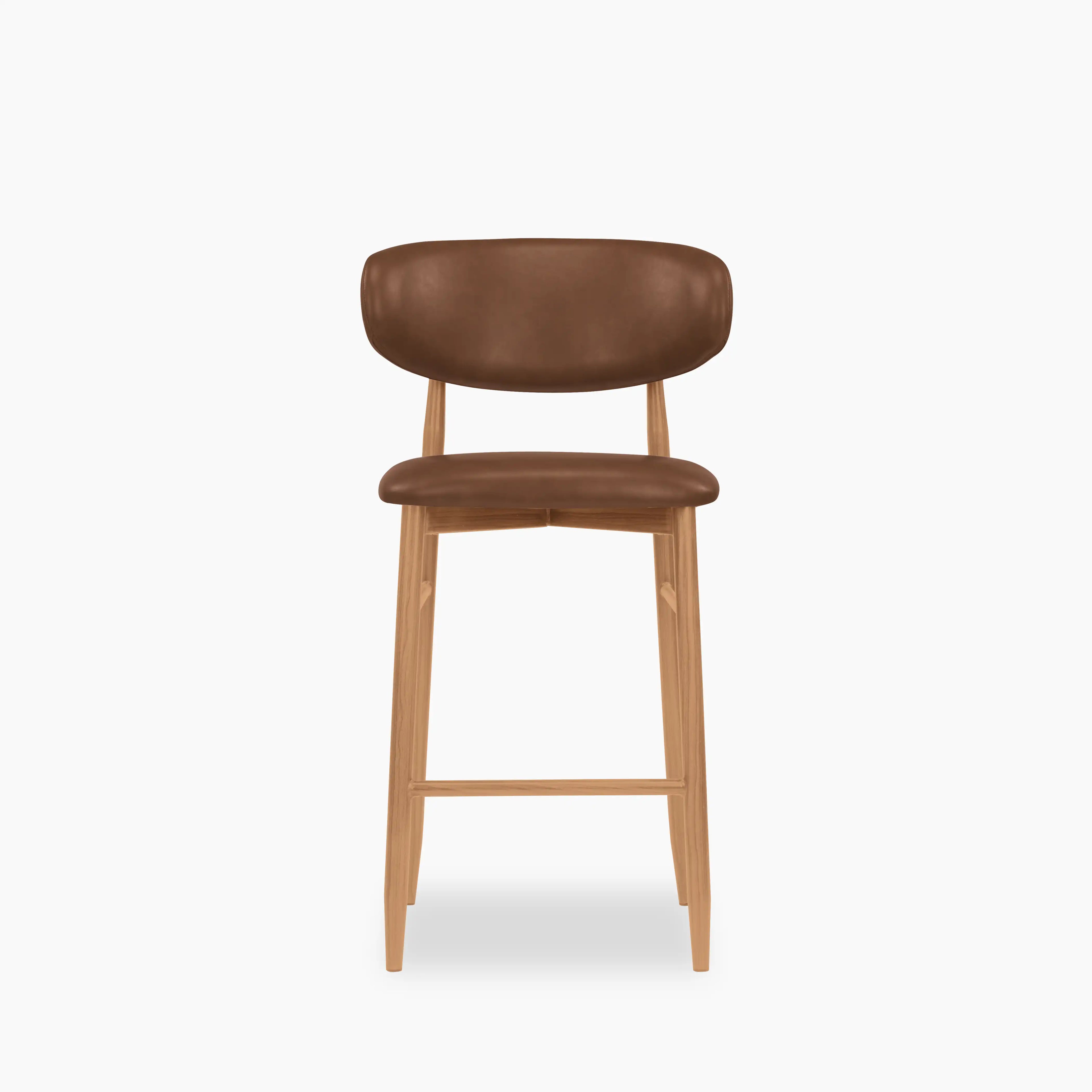Halston Kitchen Stool | Vintage Tan Faux Leather & Oak