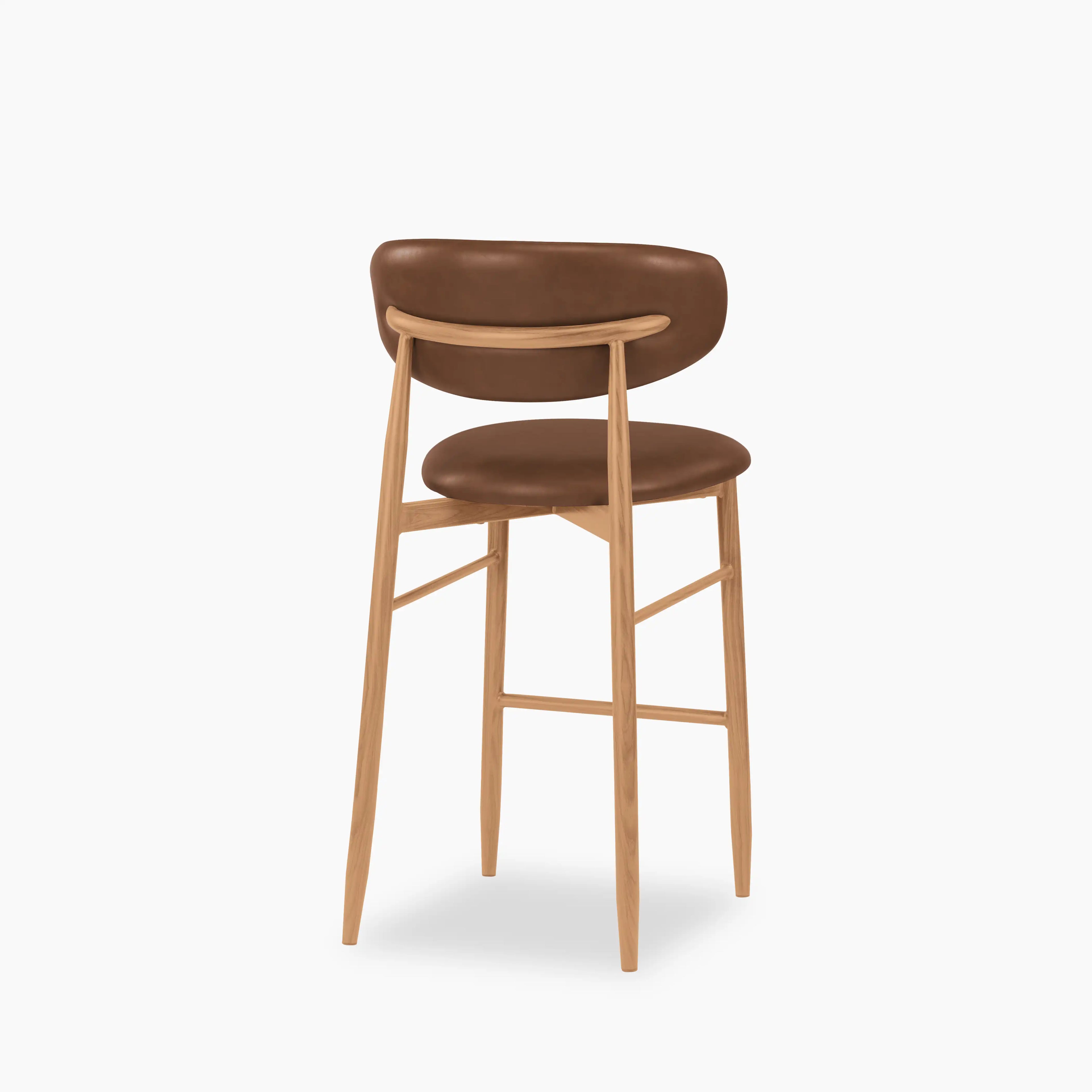 Halston Kitchen Stool | Vintage Tan Faux Leather & Oak