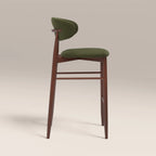 Halston Bar Stool | Olive Green Sustainable Velvet & Walnut