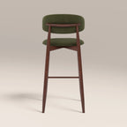 Halston Bar Stool | Olive Green Sustainable Velvet & Walnut